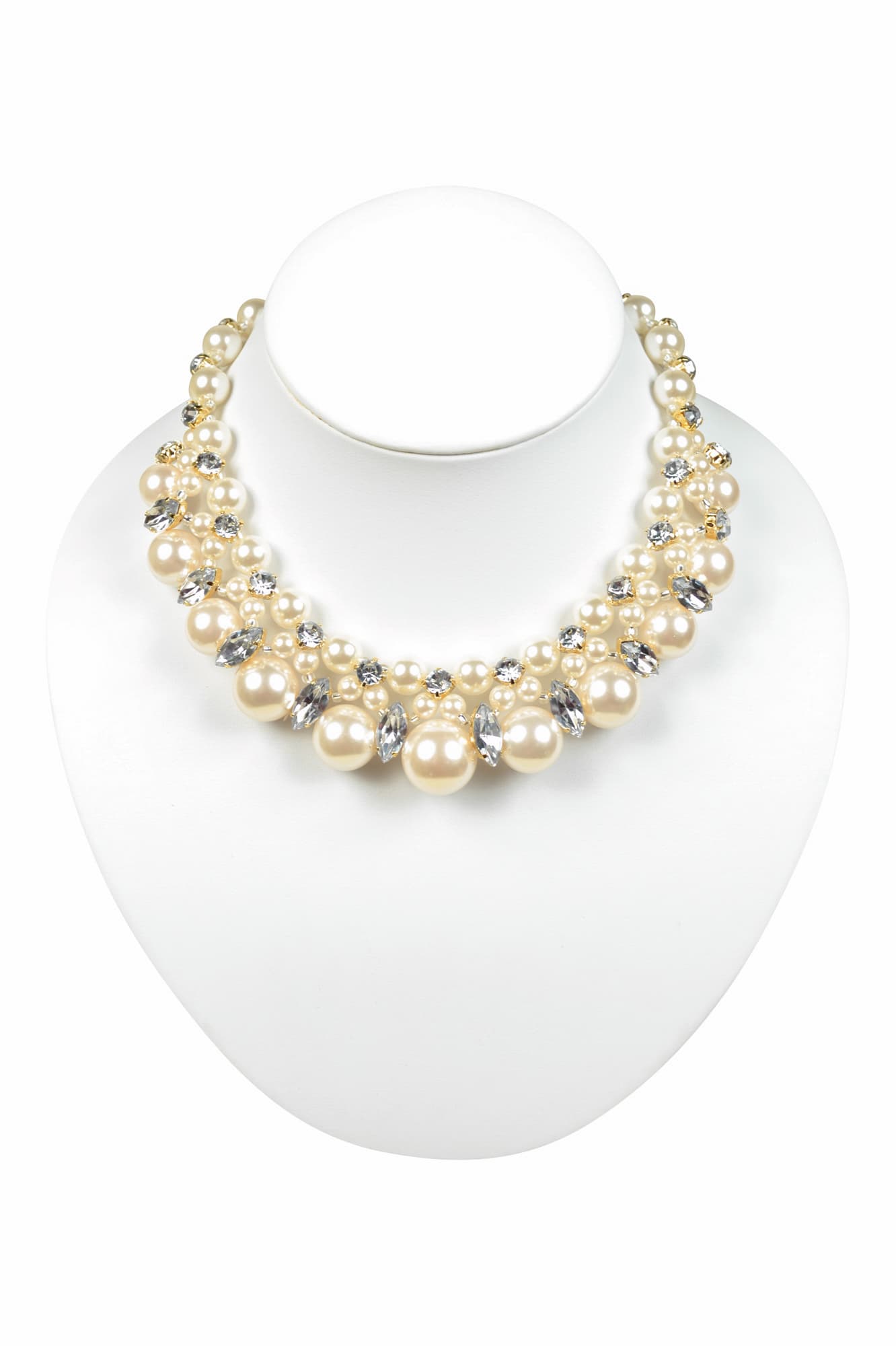 ボリュームパール×クリスタルネックレス