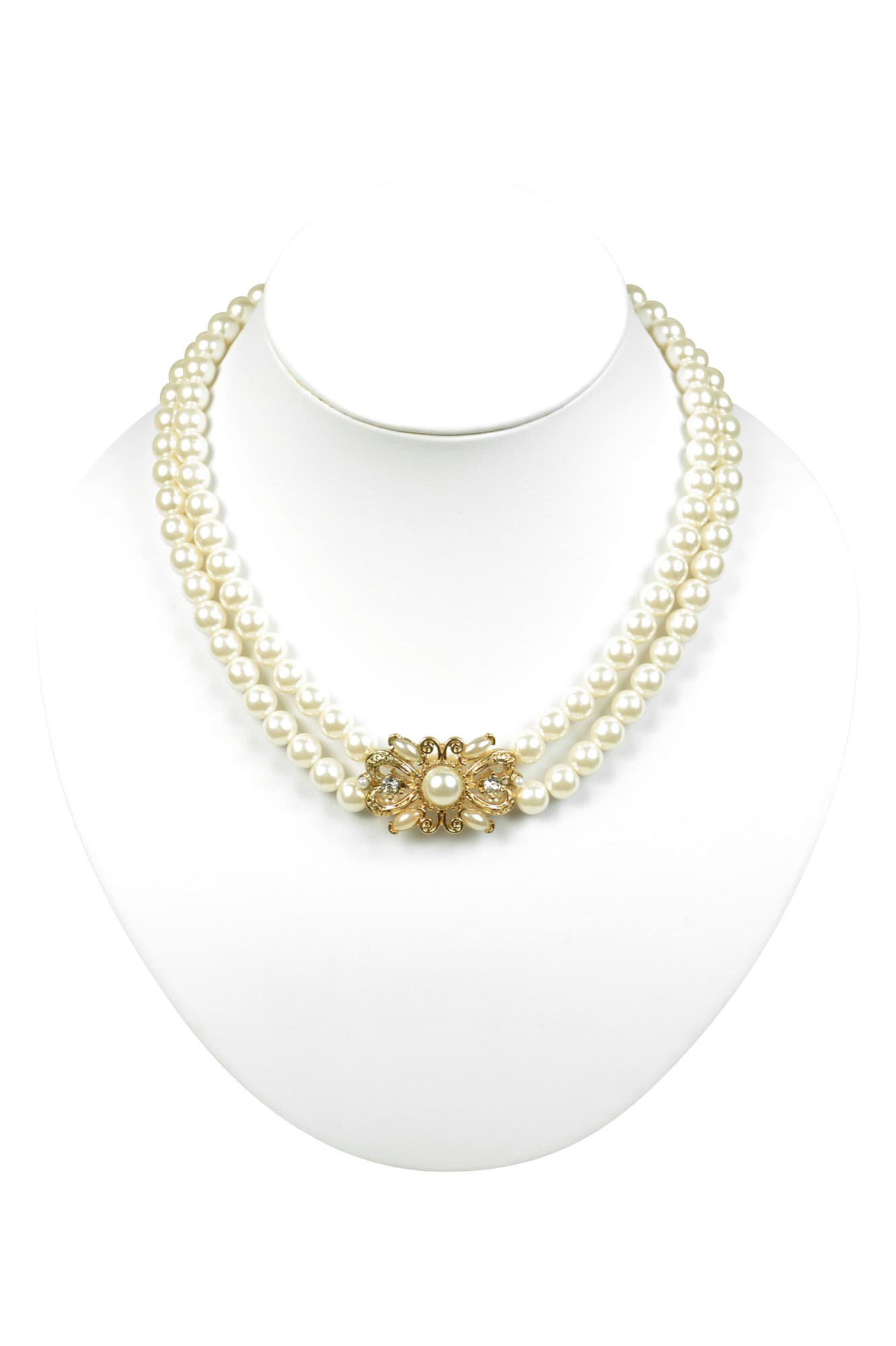 バタフライモチーフパールネックレス