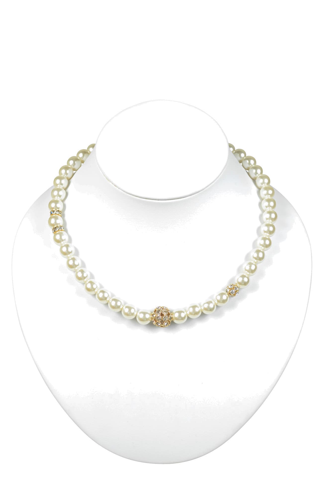 クリスタルボールパールネックレス