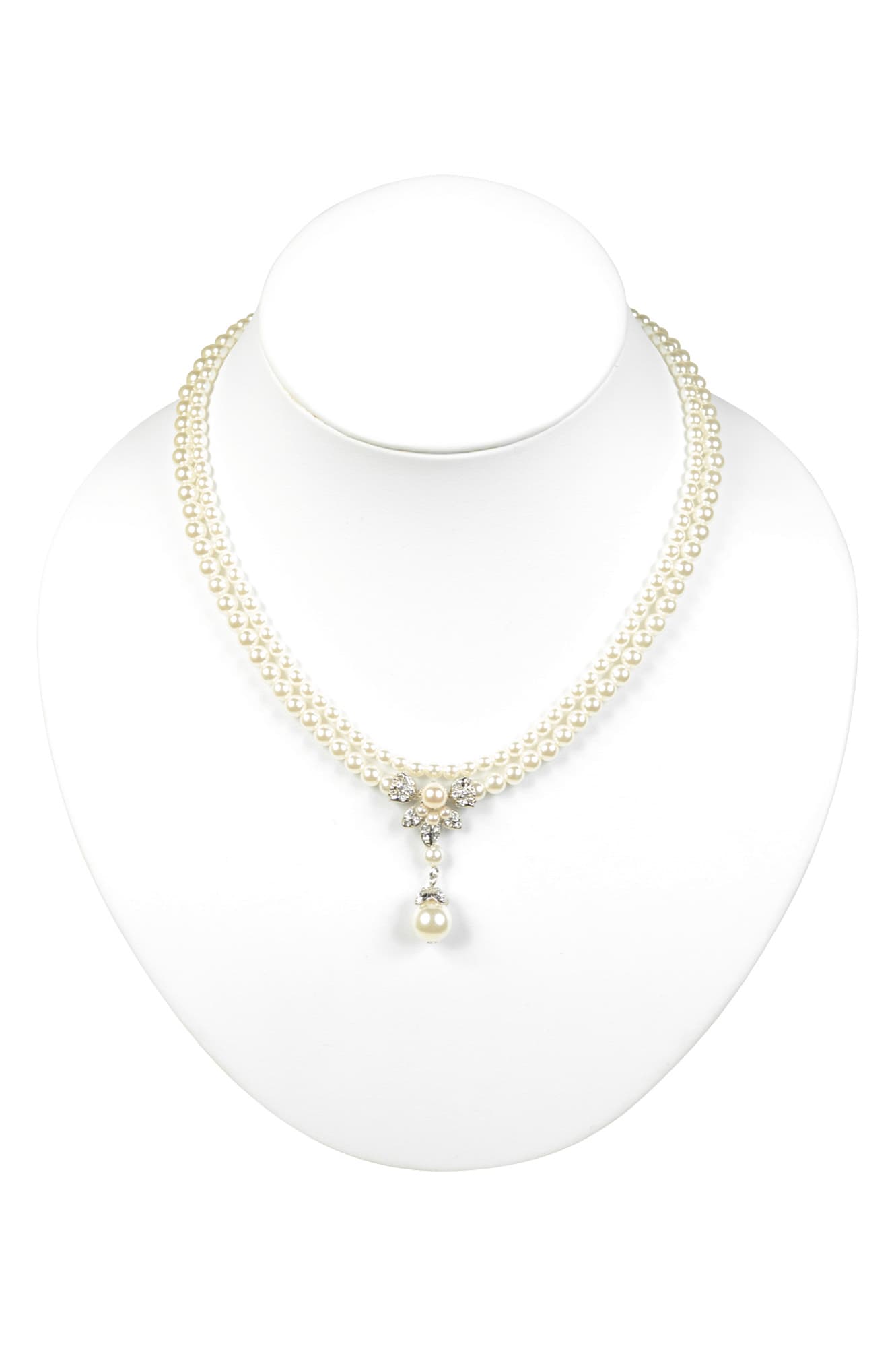 上品2連リーフモチーフパールネックレス