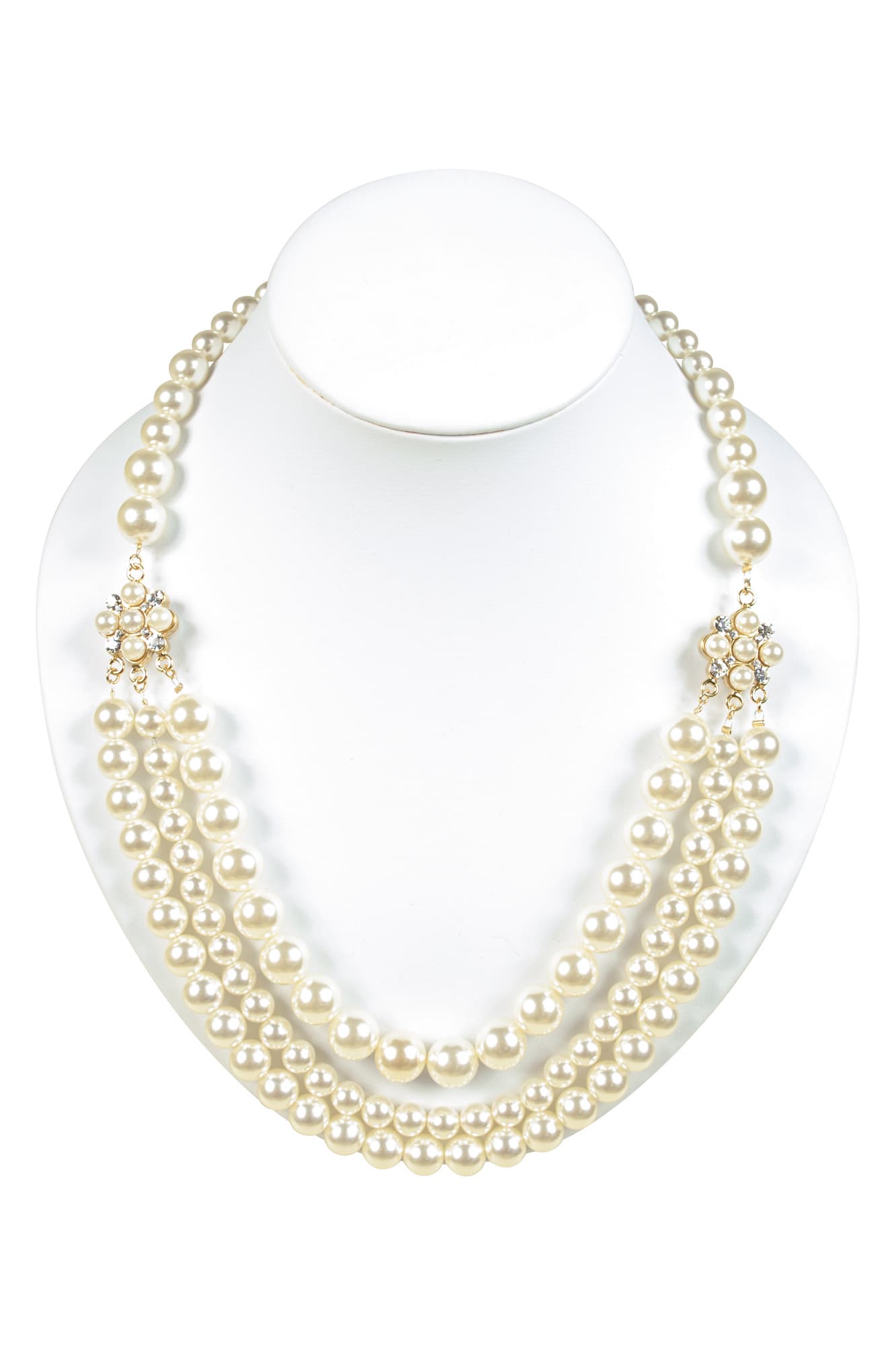 フラワーモチーフゴールドパールネックレス