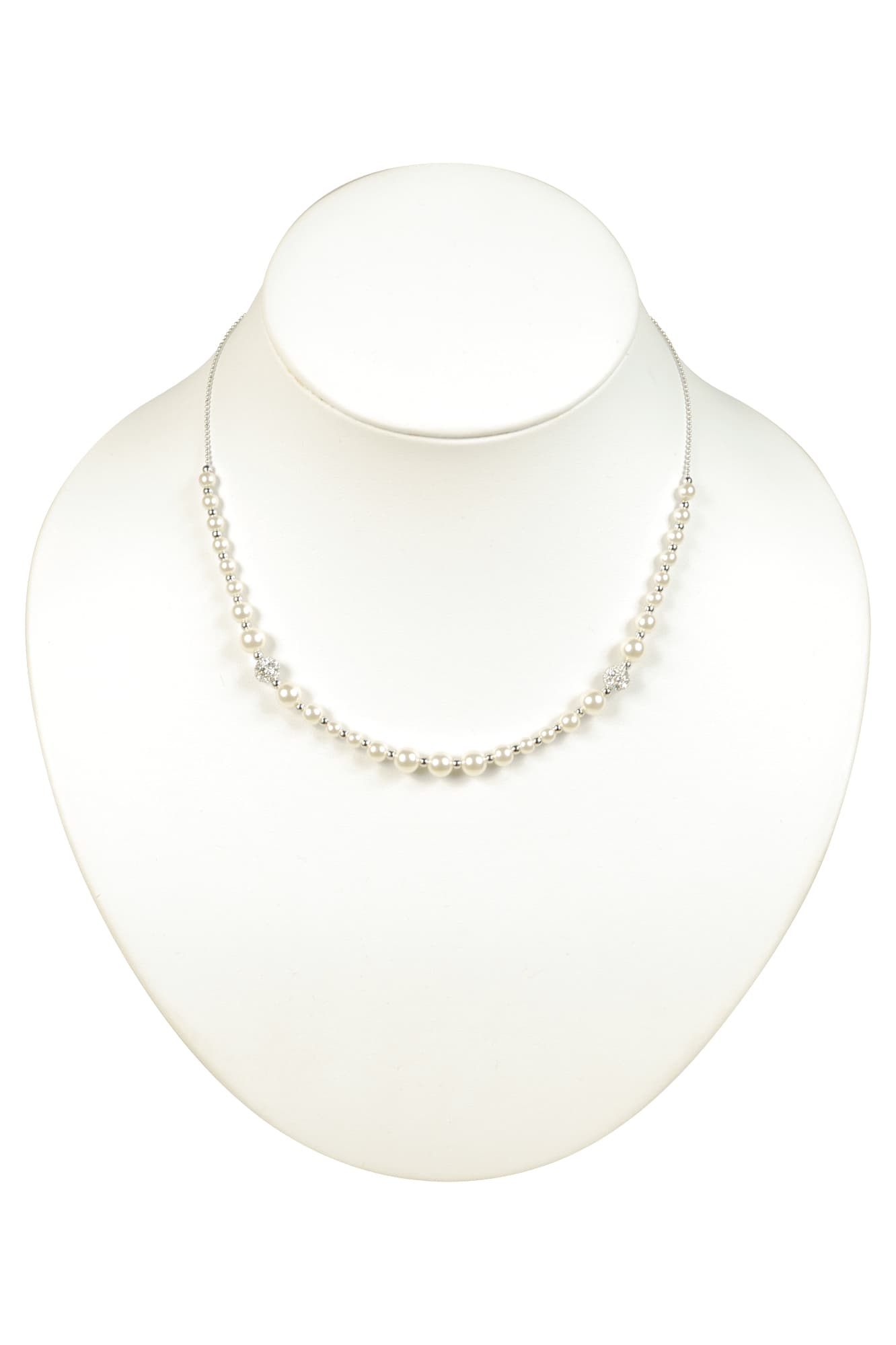 華奢クリスタルボールパールネックレス