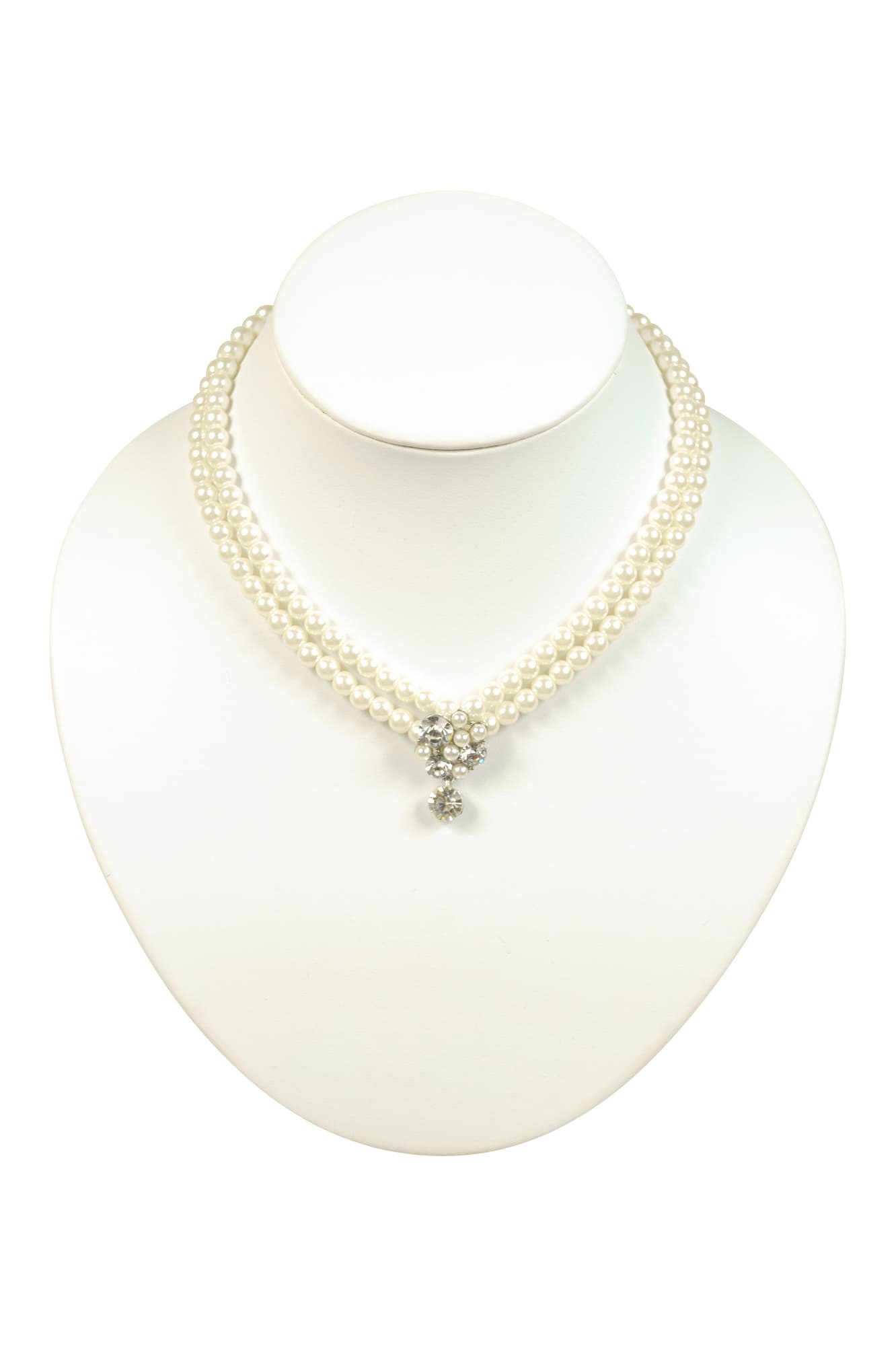 ブローチモチーフ2連シルバーネックレス