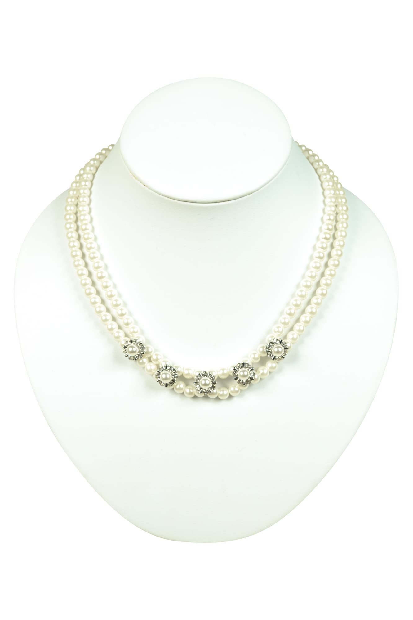 5つ花2連シルバーネックレス