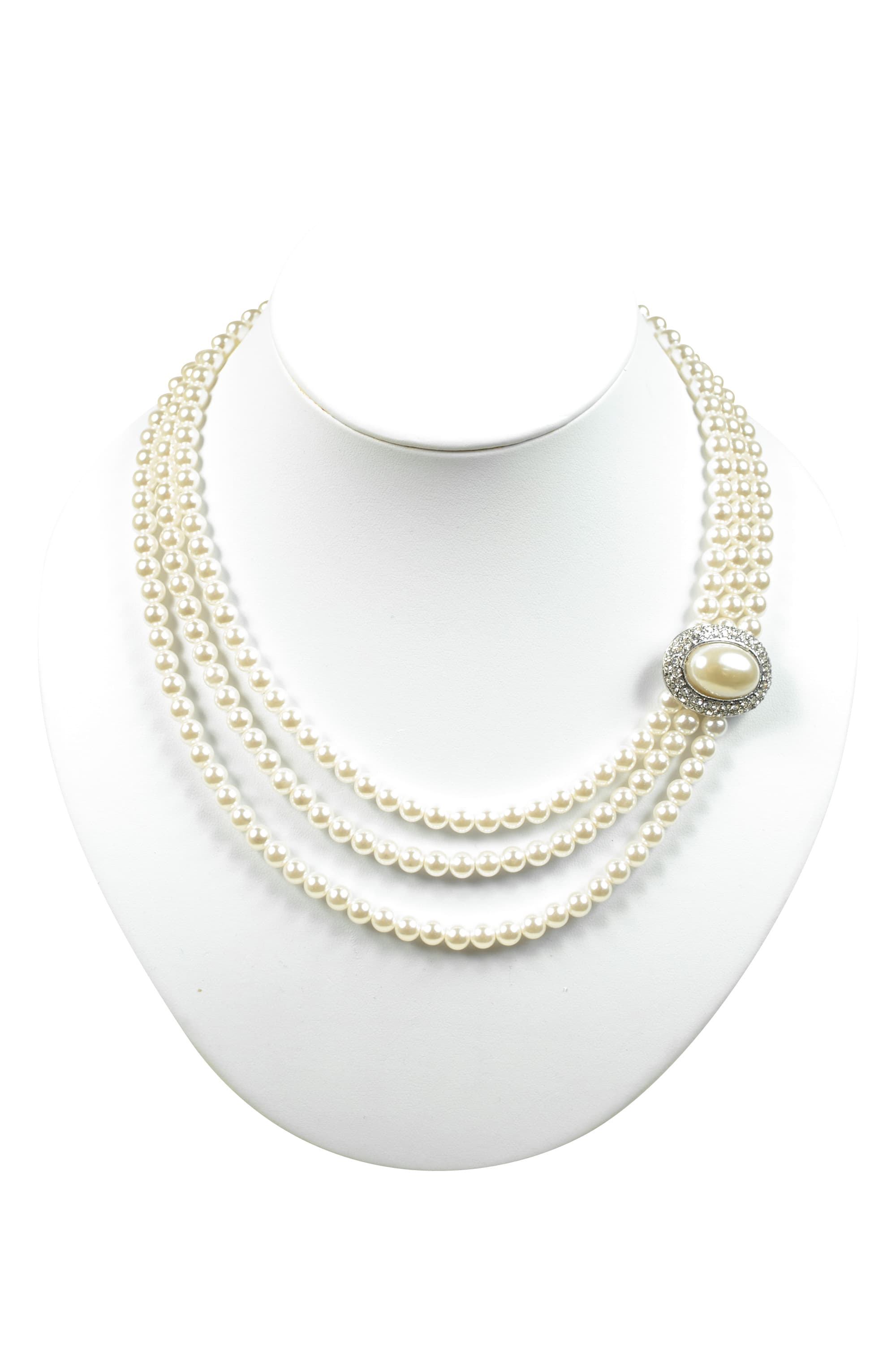 3連エレガントブローチネックレス