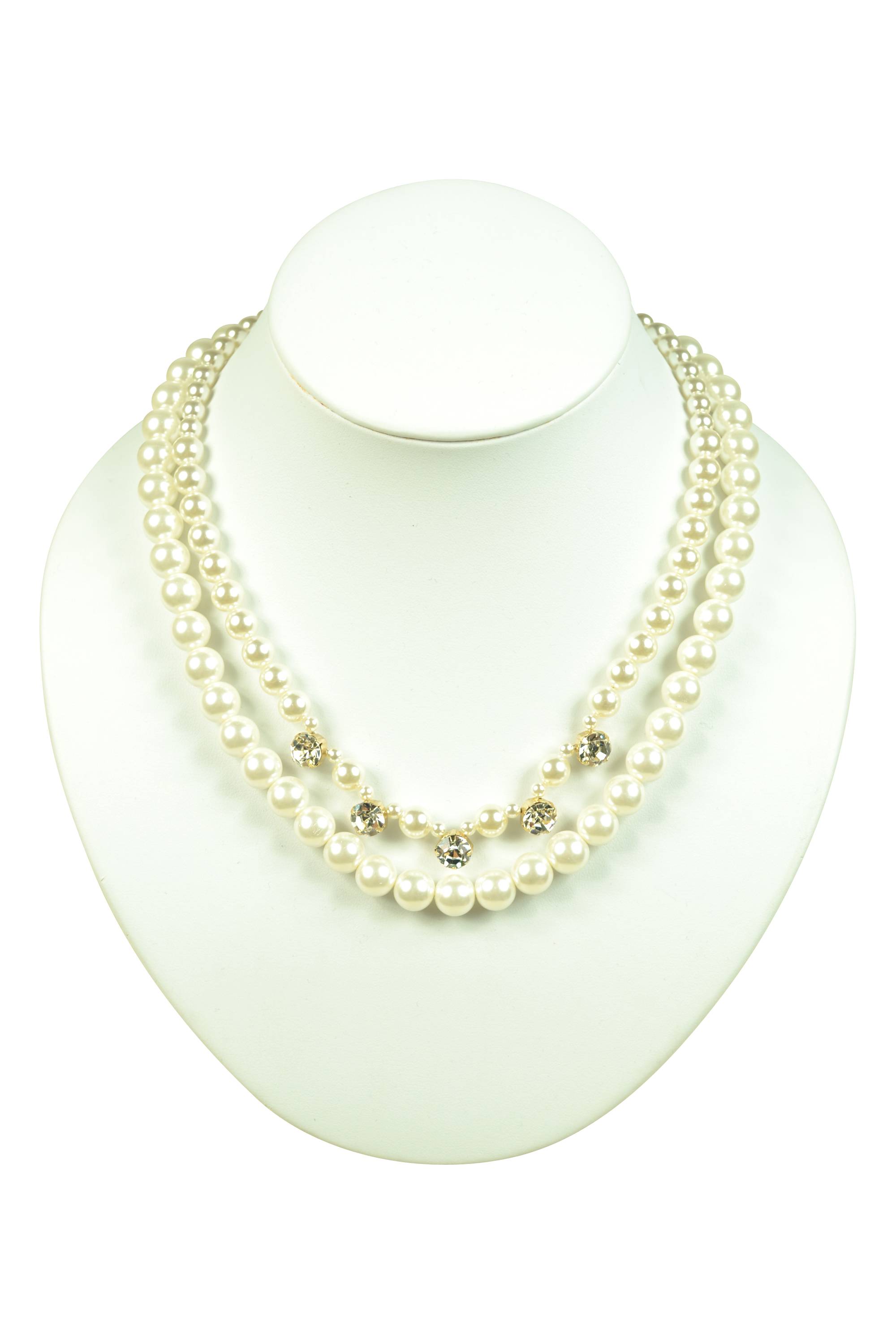 ポイントクリスタル2連パールネックレス