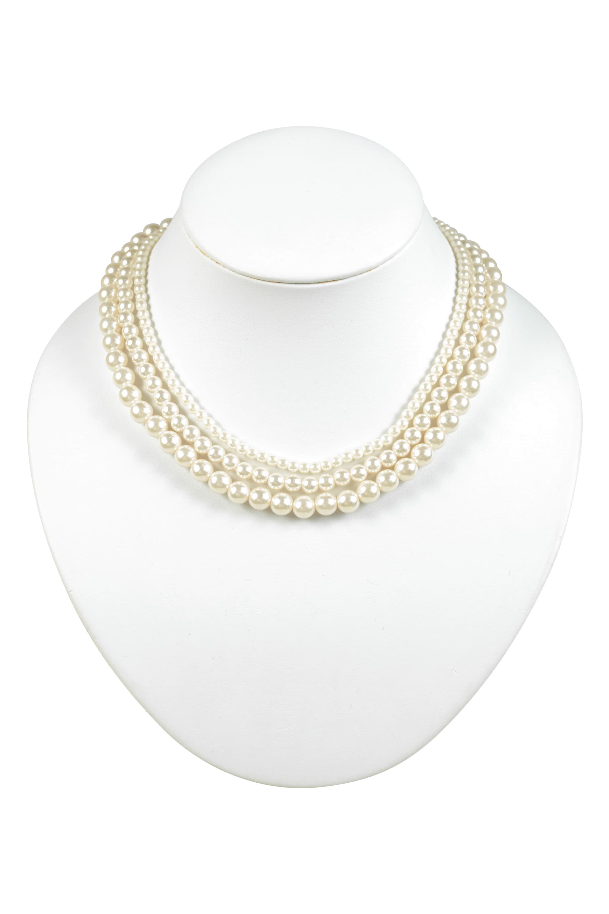 3連ホワイトパールネックレス