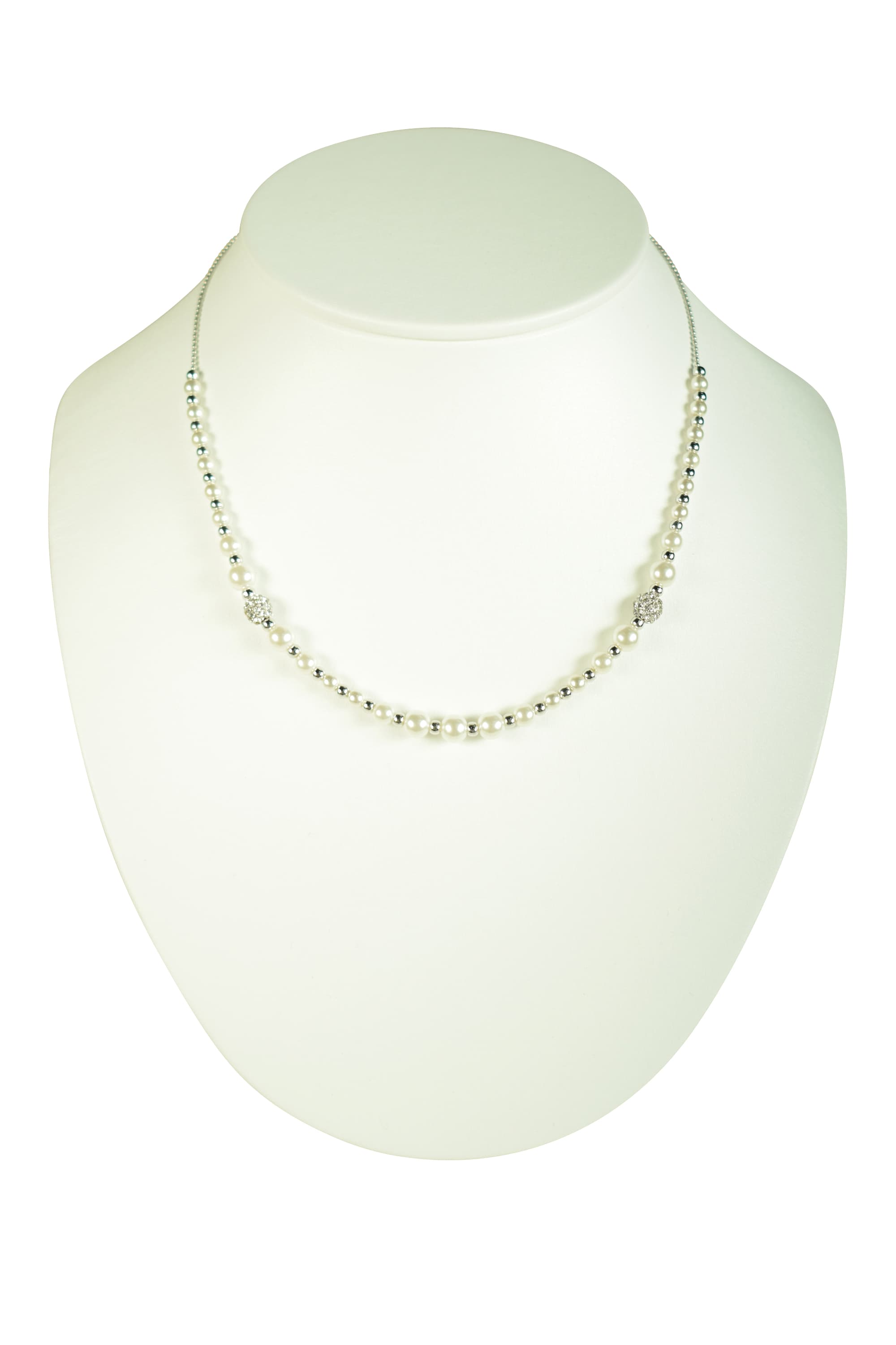 華奢クリスタルパールネックスレス