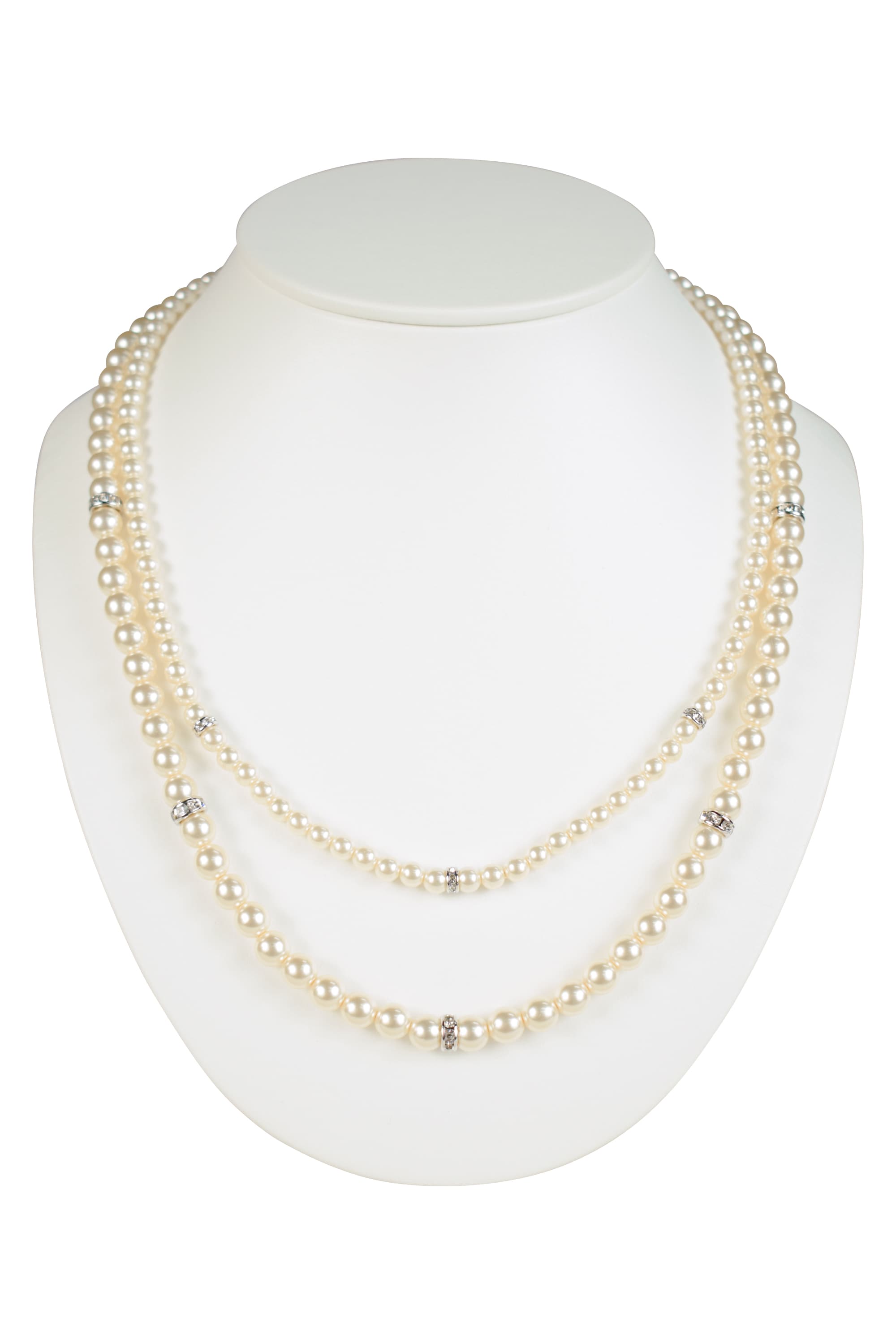 2連エレガントパールシルバーネックレス