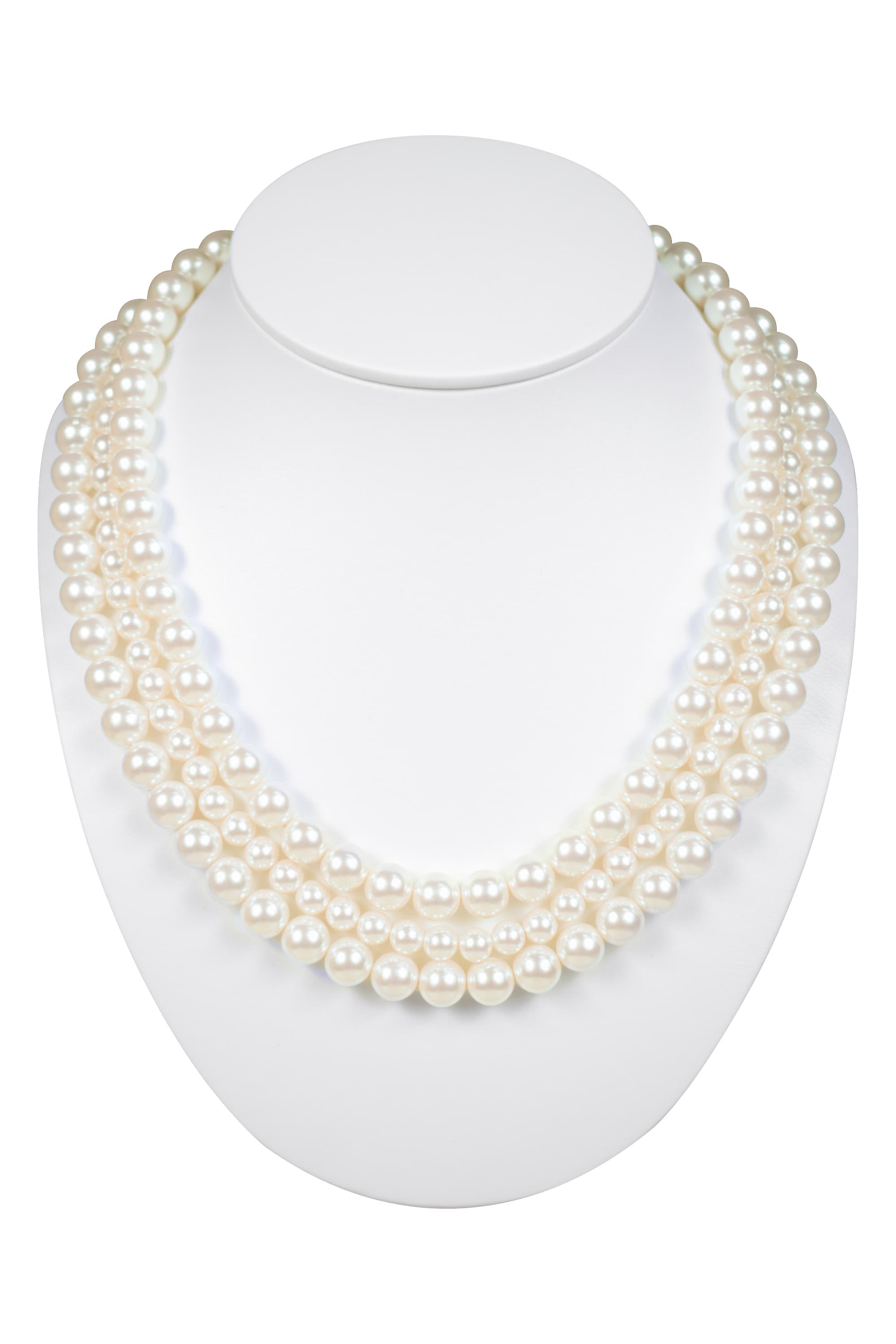 3連ボリュームパールネックレス