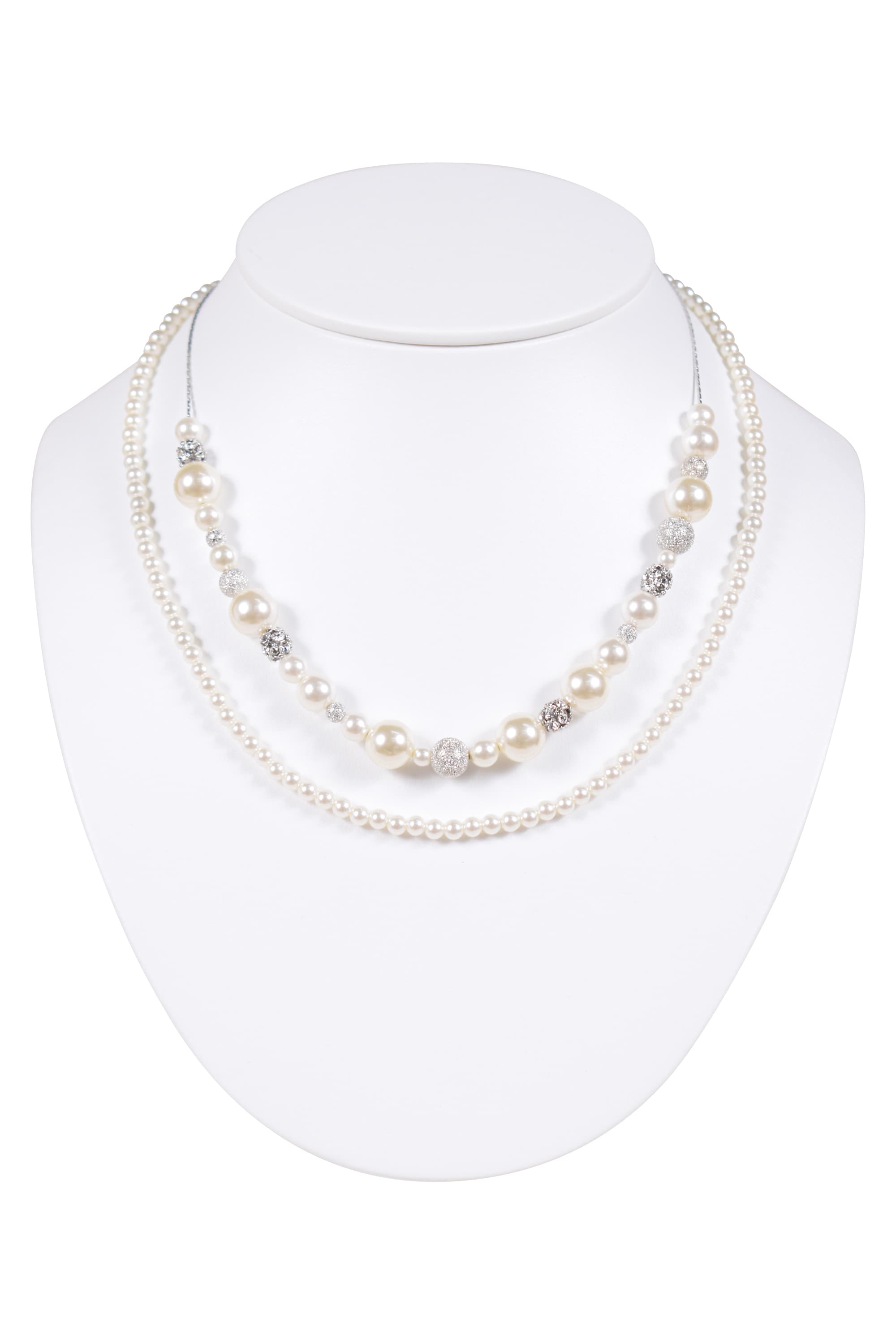 ２連アクセントボールシルバーネックレス