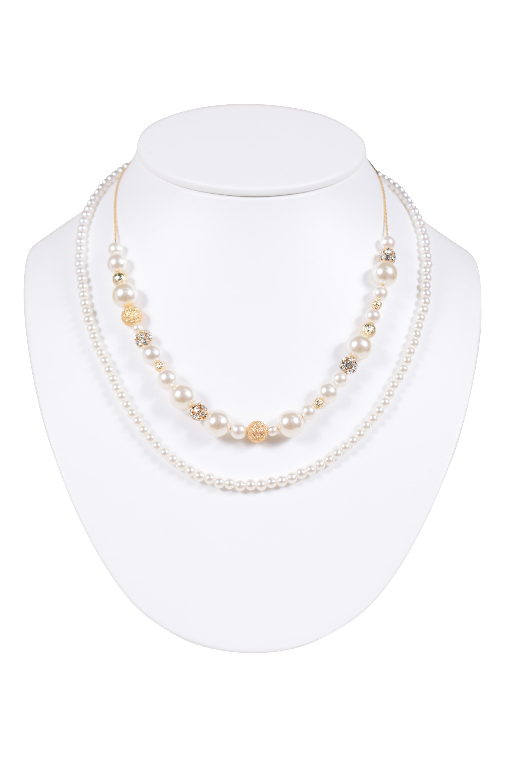 ２連アクセントボールゴールドネックレス