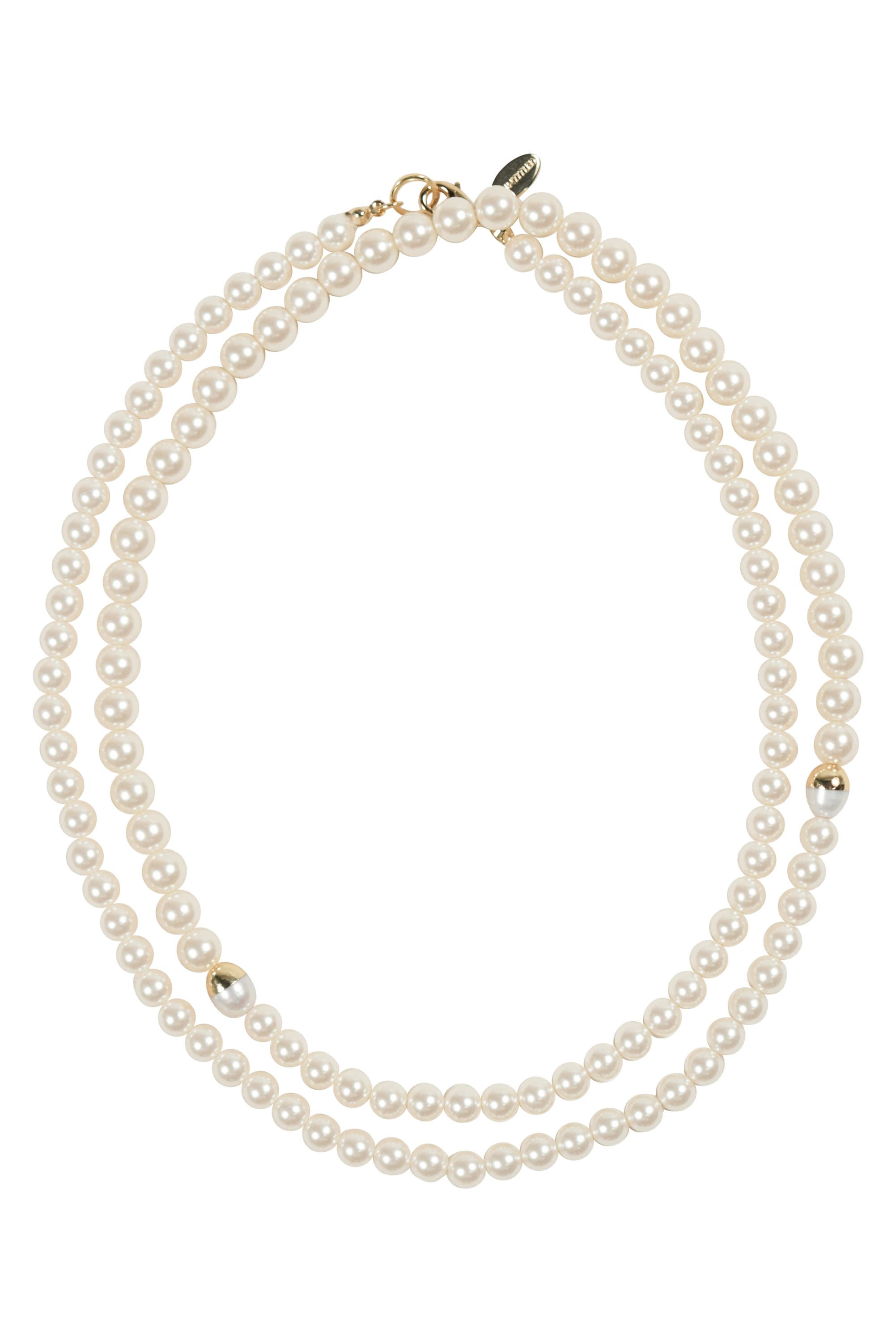 ゴールドメタル加工ロングパールネックレス