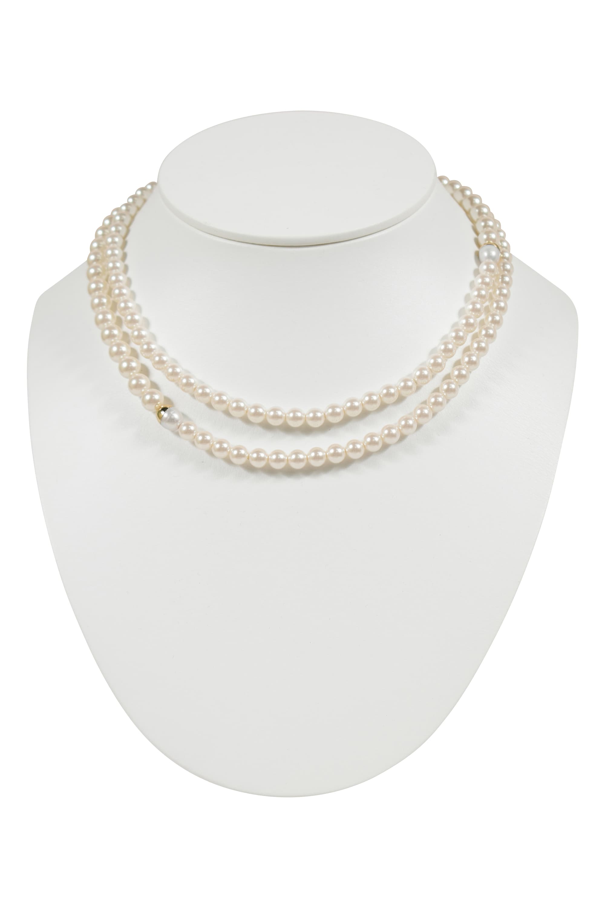 ゴールドメタル加工ロングパールネックレス