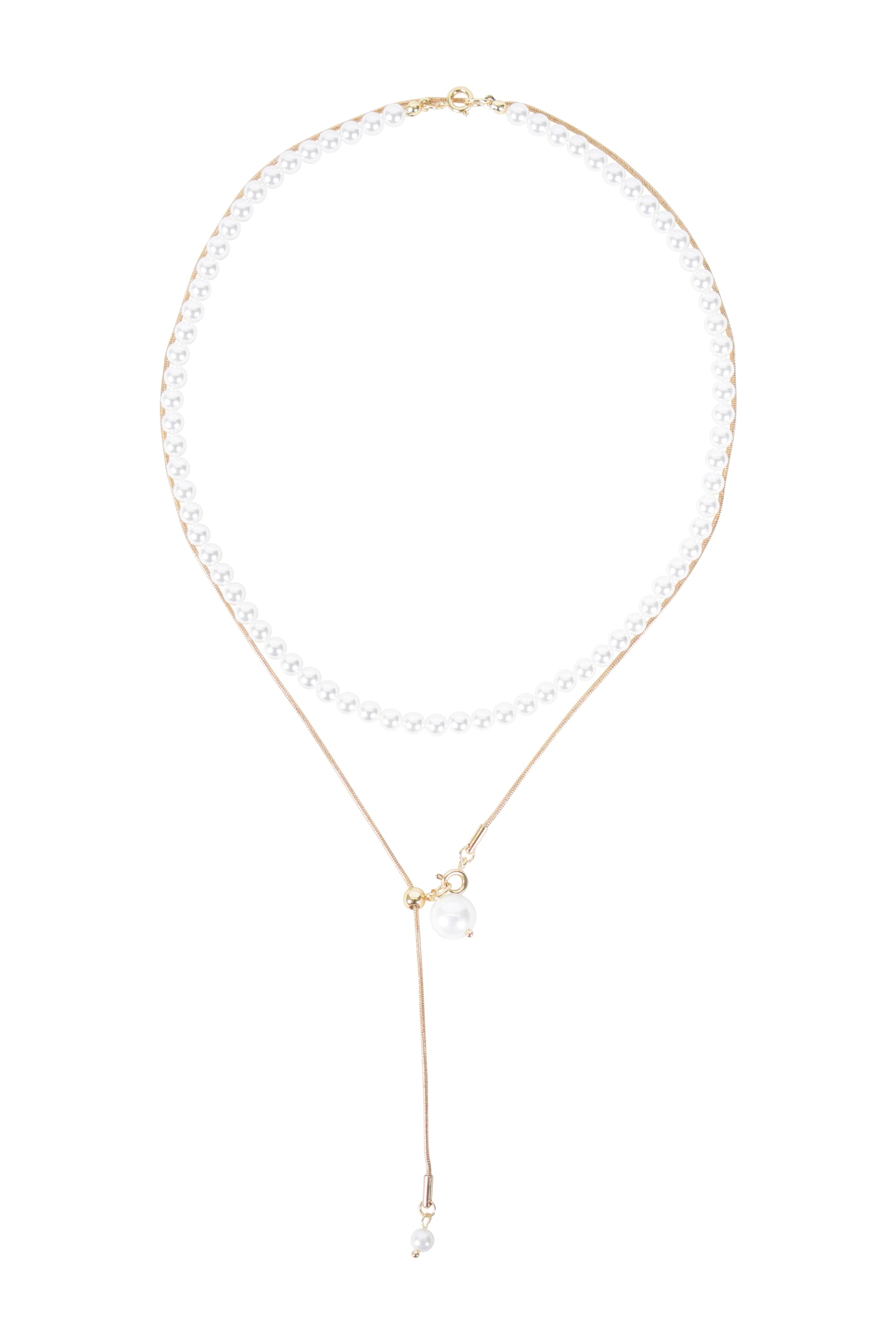小粒パールチェーンマルチウェイゴールドネックレス