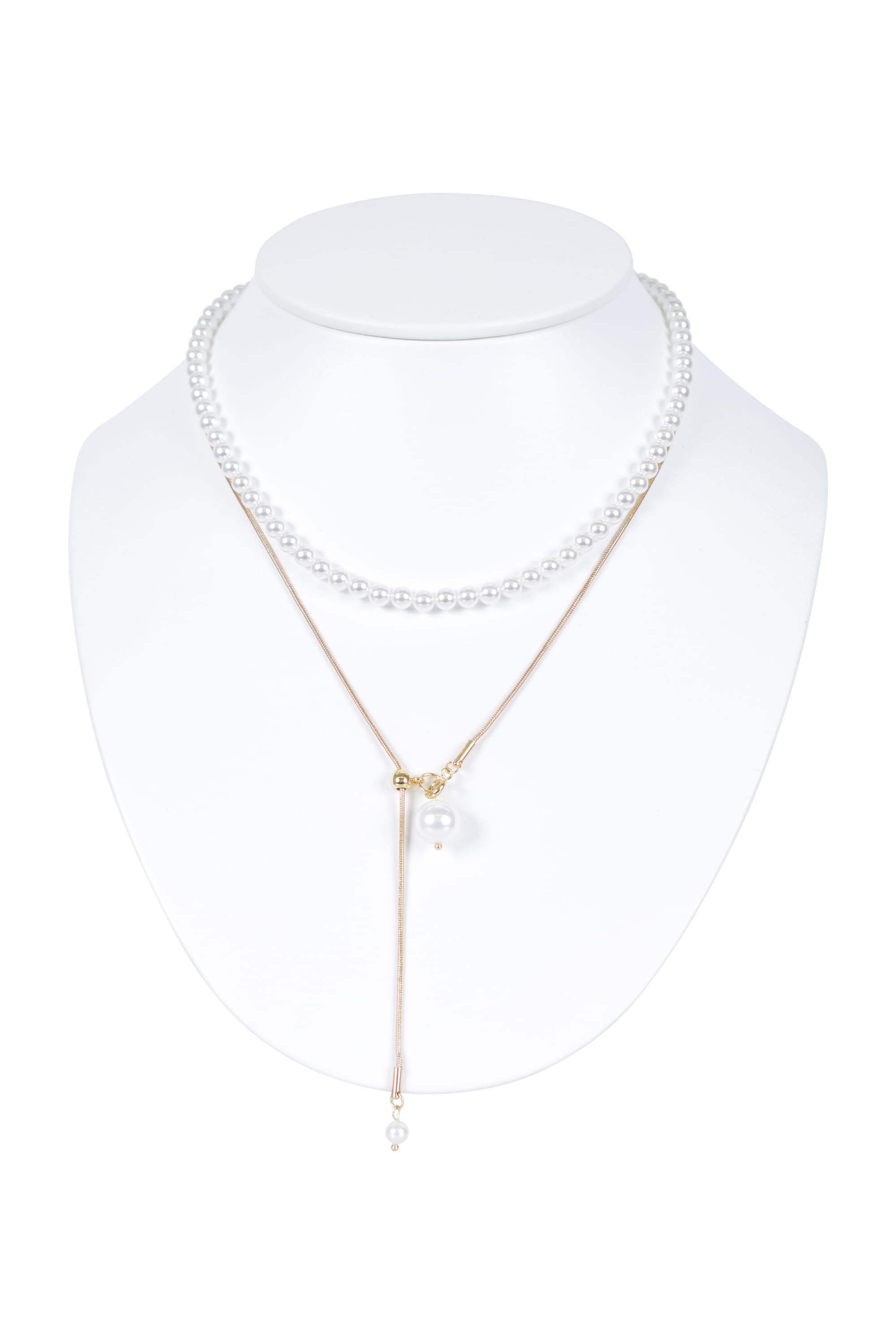 小粒パールチェーンマルチウェイゴールドネックレス