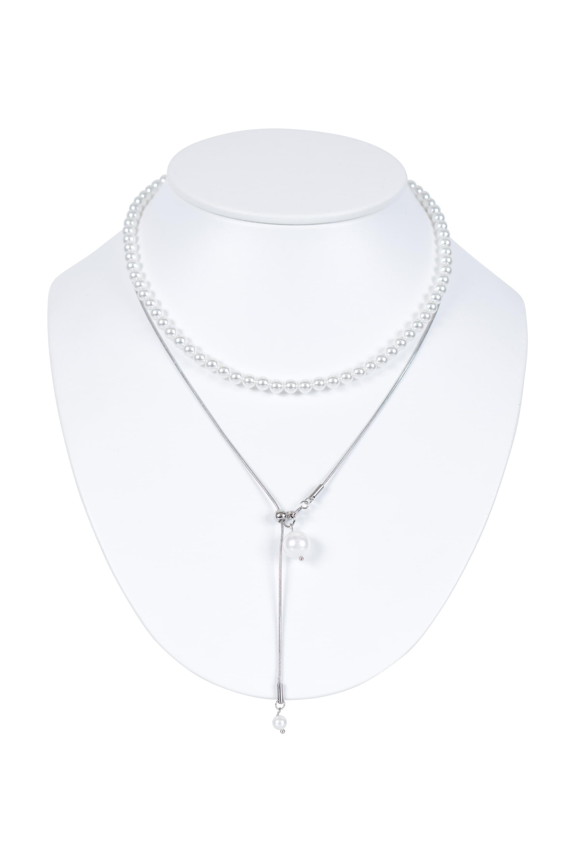 小粒パールチェーンマルチウェイシルバーネックレス