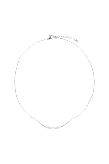 メタルライン×華奢パールシルバーネックレス