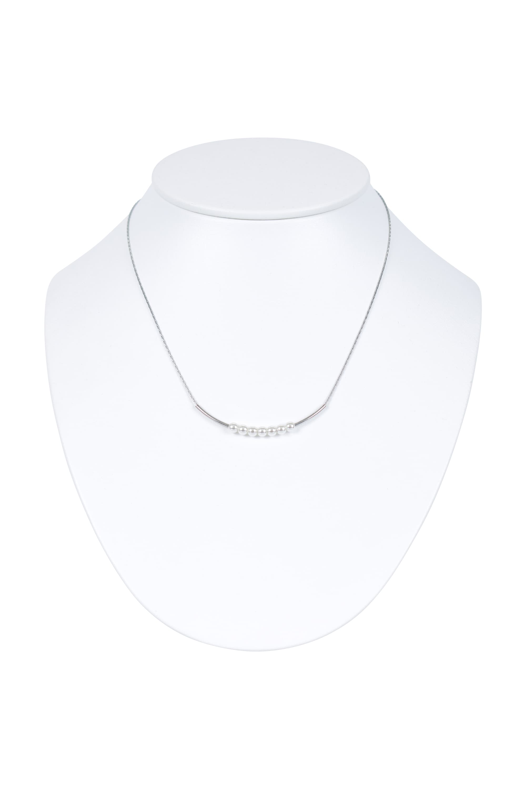 メタルライン×華奢パールシルバーネックレス