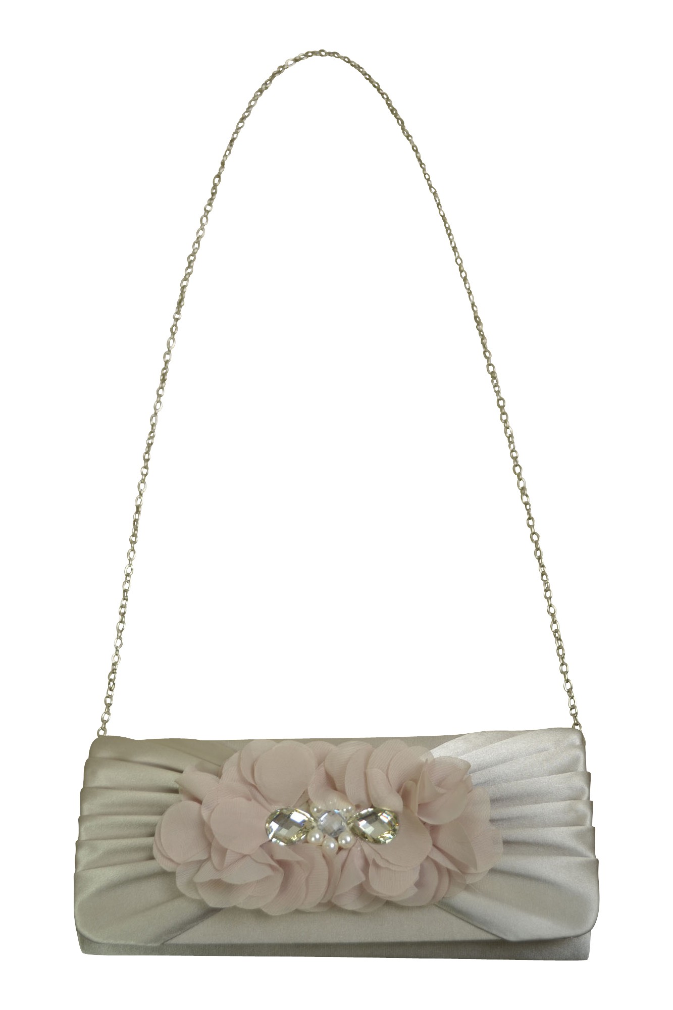 シルバーフラワーパール付きバッグ