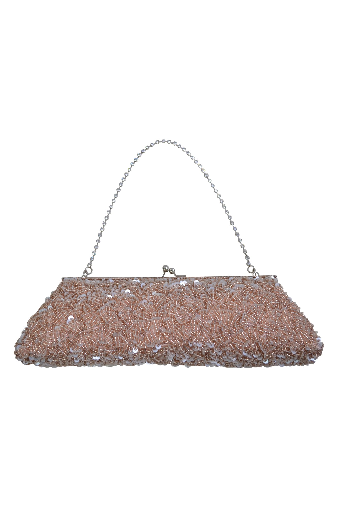 ビーズスパンコール薄ピンクバッグ