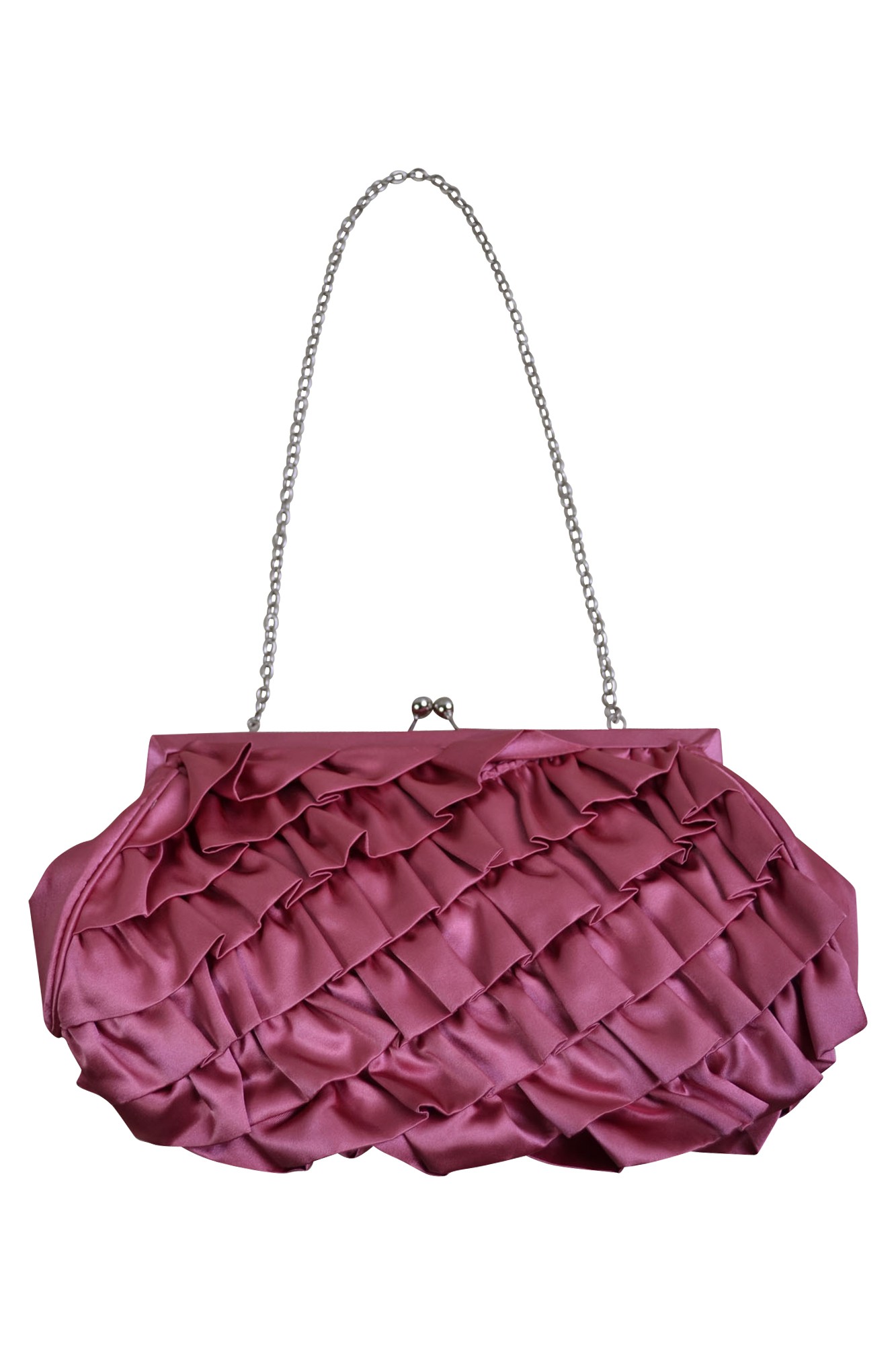 ボリュームフリルピンクバッグ