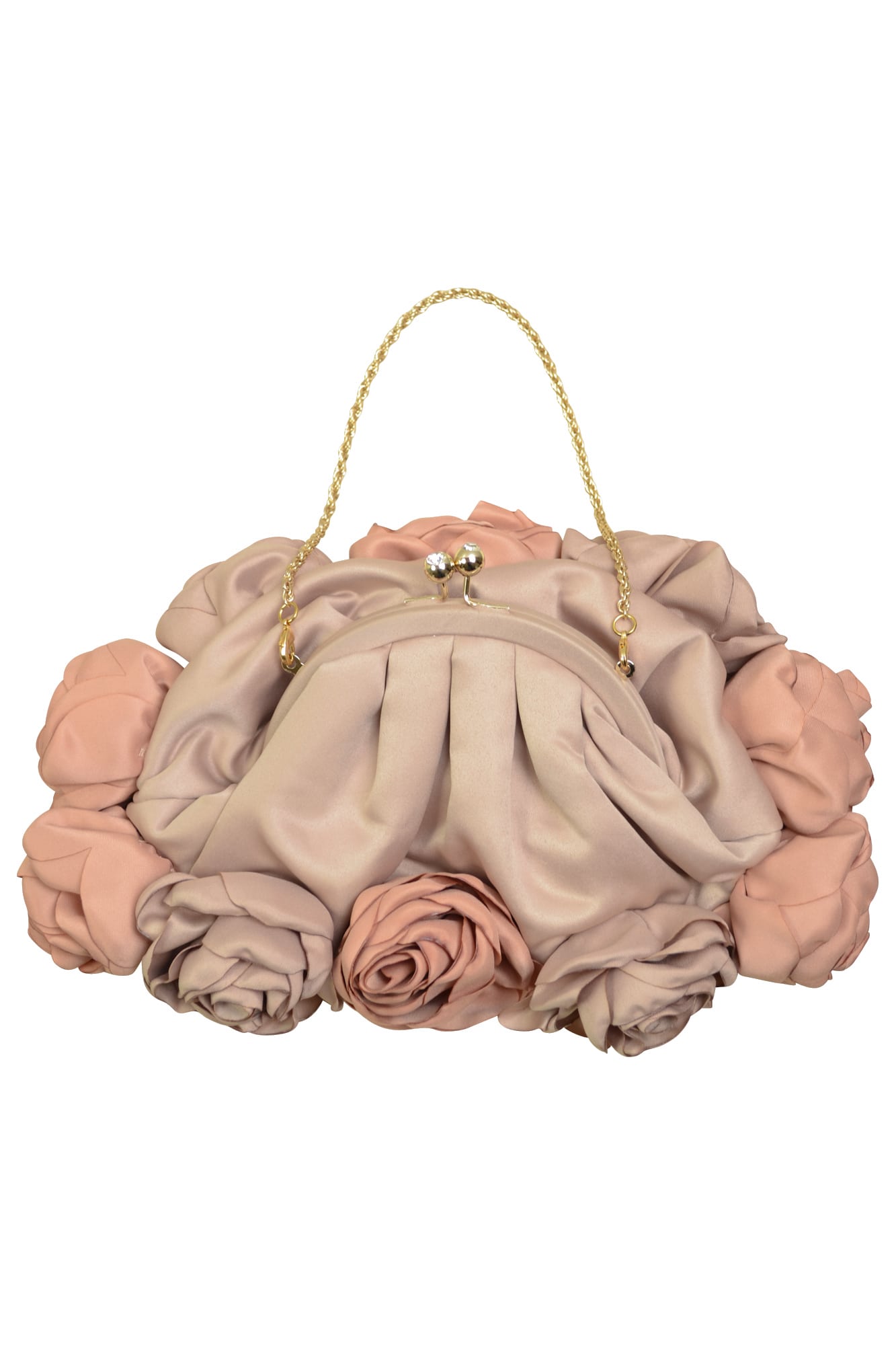 ローズモチーフベージュピンクバッグ