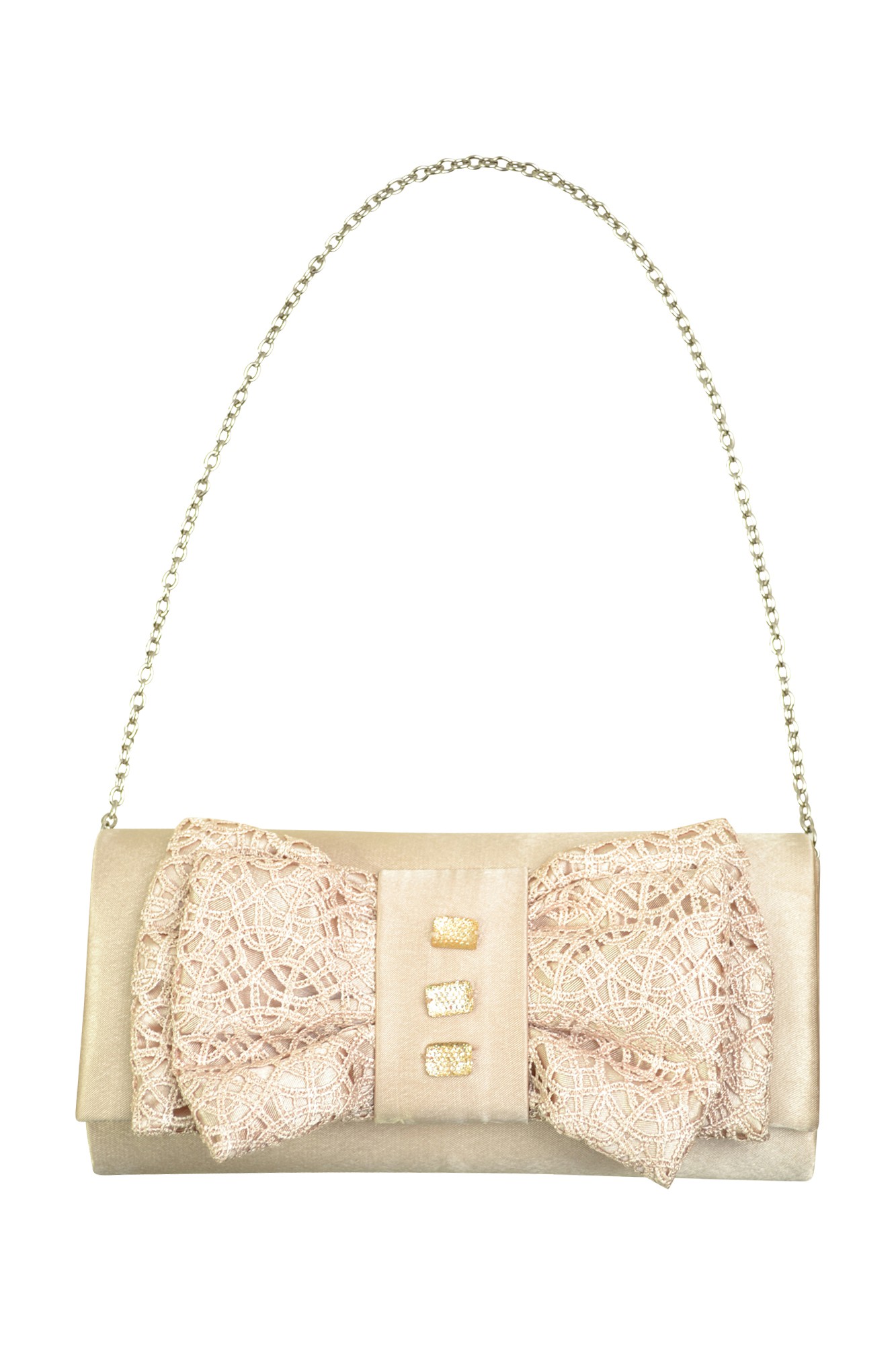 リボンモチーフベージュバッグ