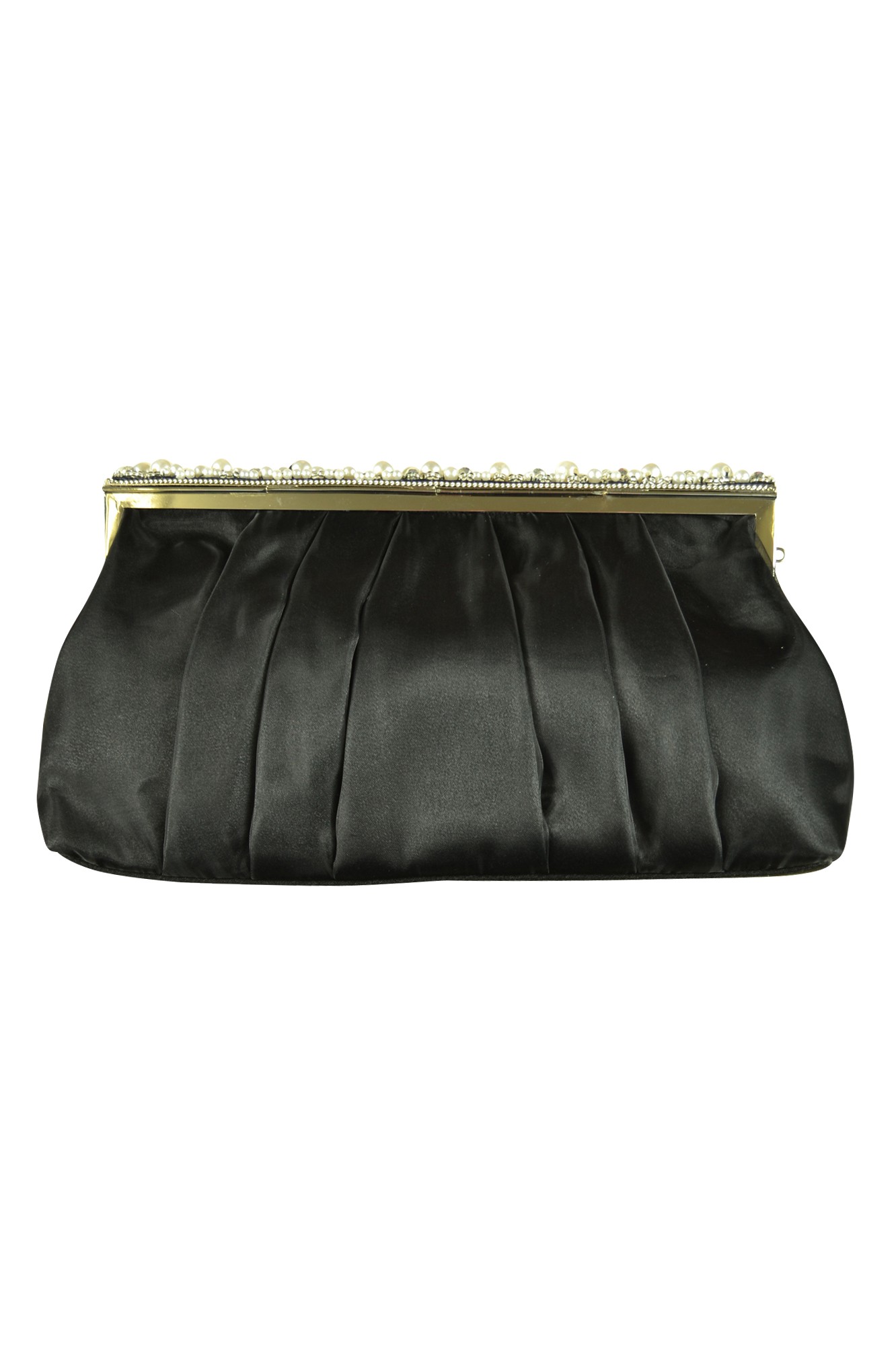 大きめパールビジュブラッククラッチ