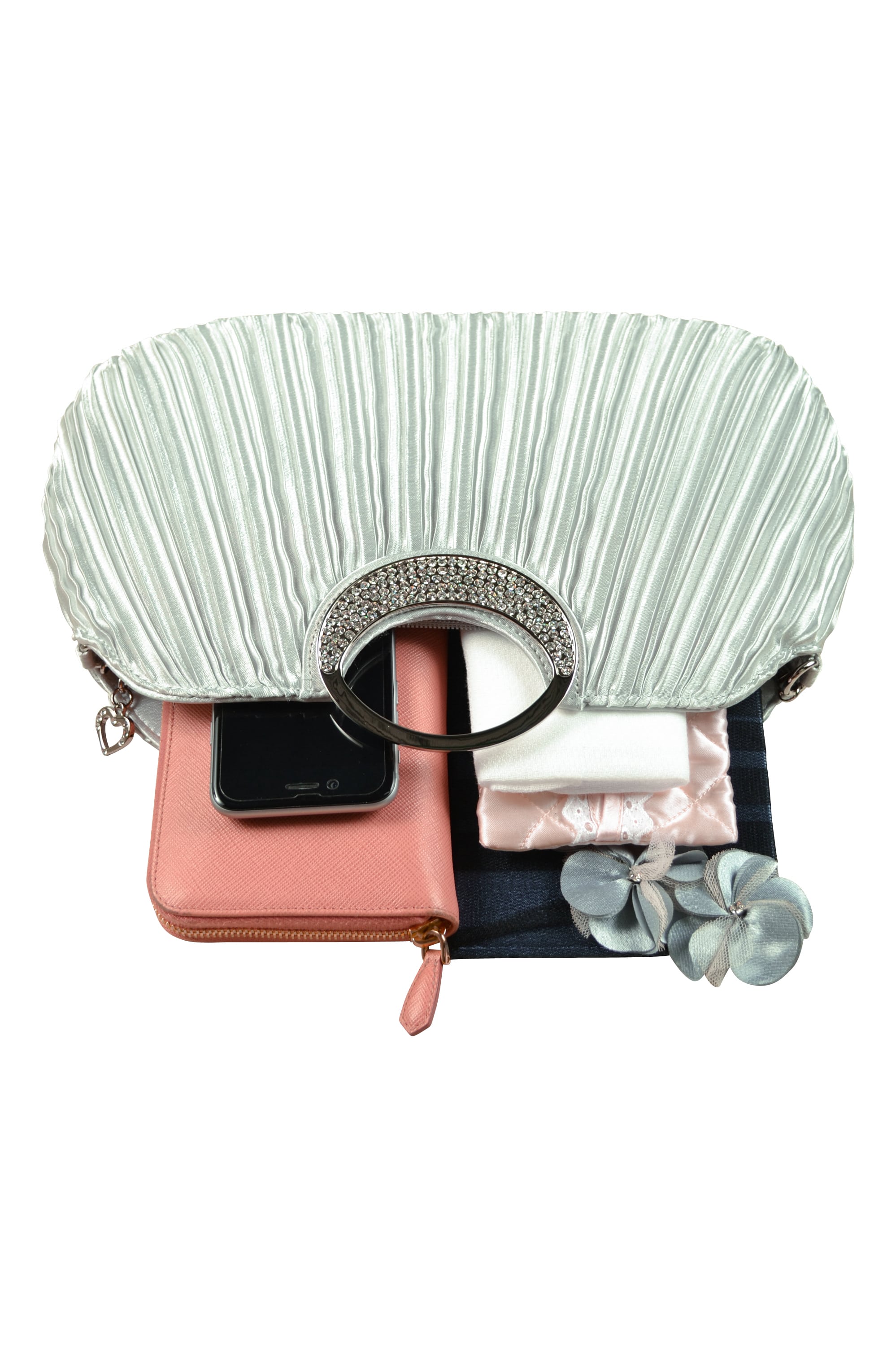 持ち手付きシルバーバッグ