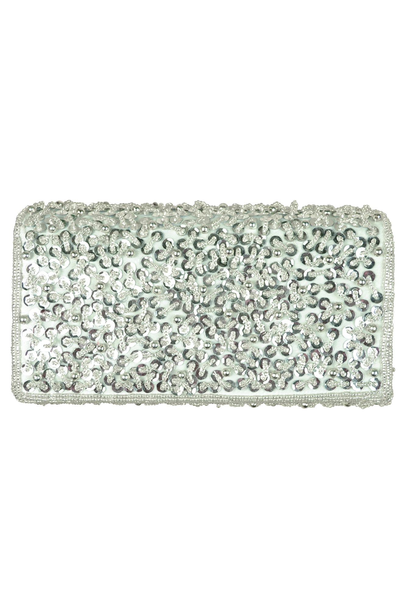 ビーズ装飾シルバーバッグ