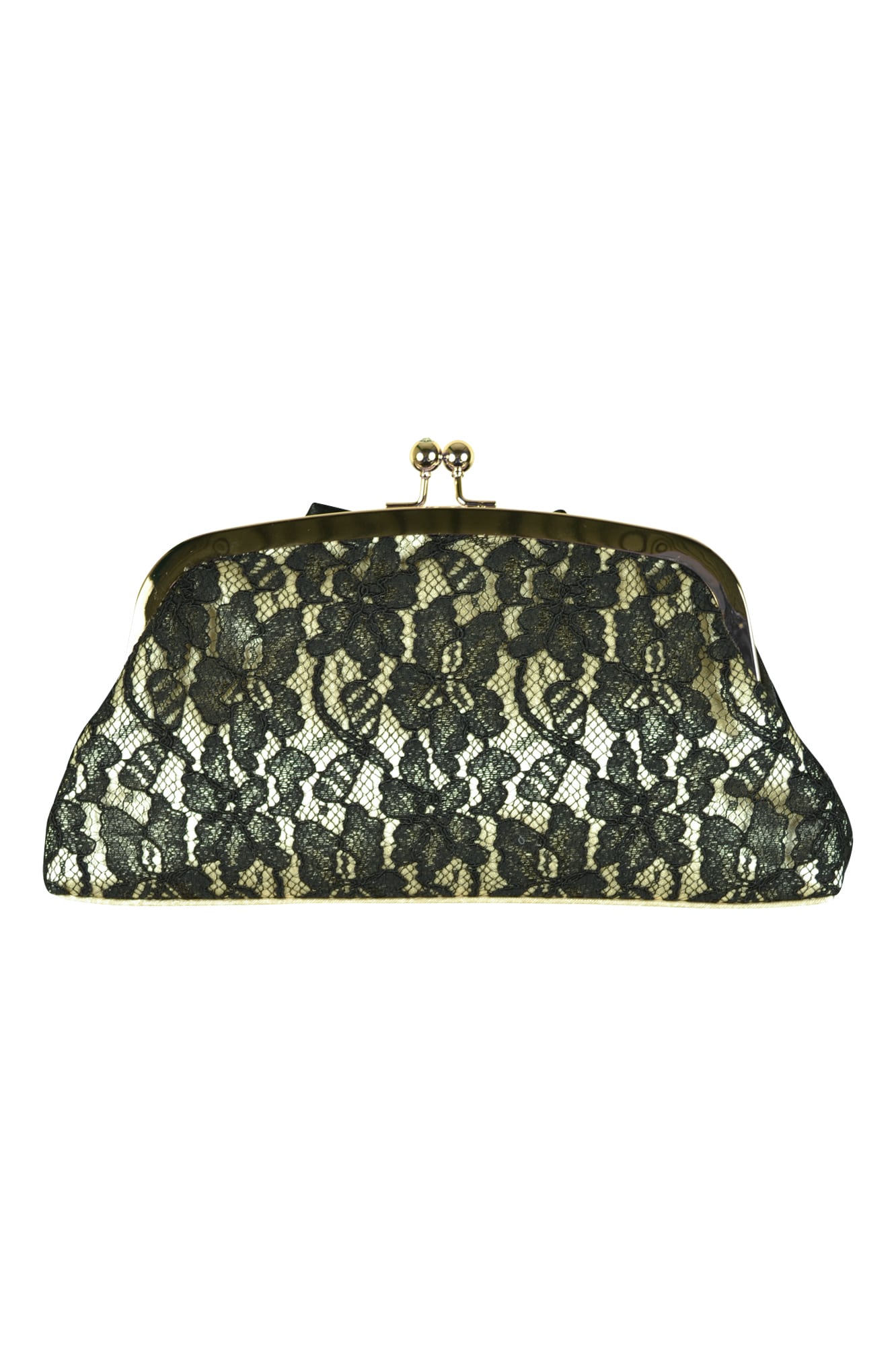 レース調リボンブラック&シャンパンバッグ