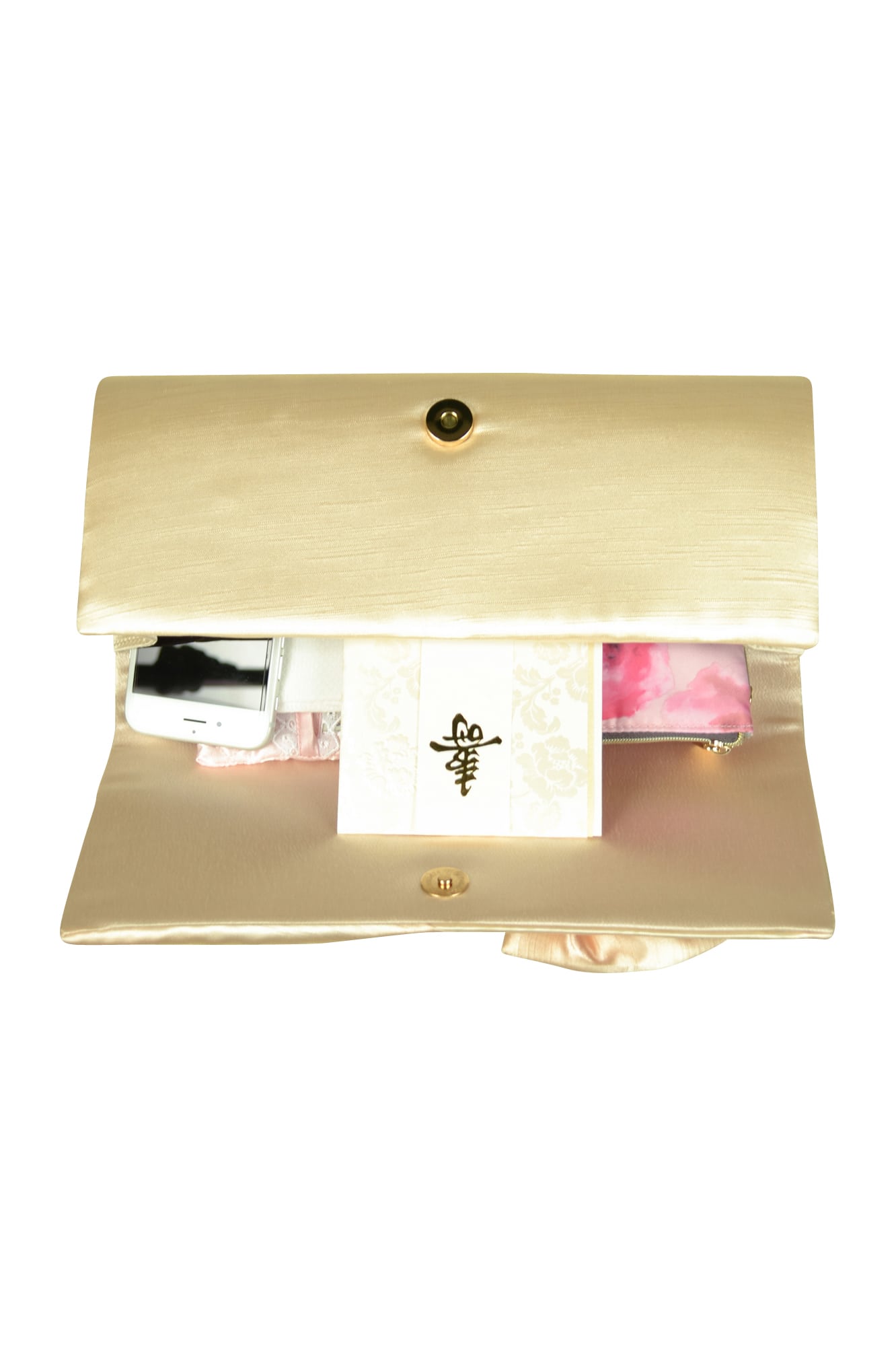 リボンモチーフシャンパンクラッチバッグ