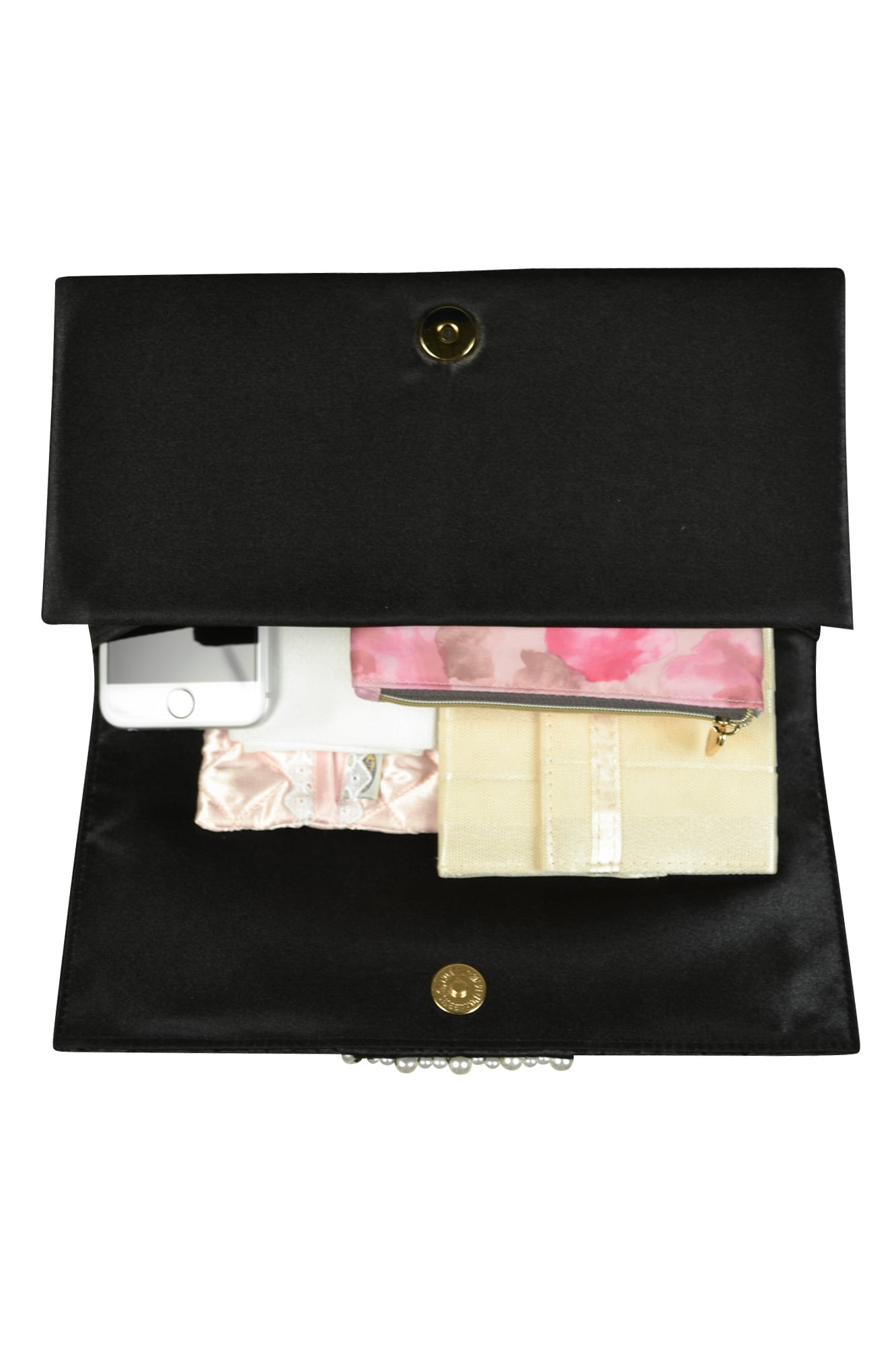 センターパールビジュブラックバッグ