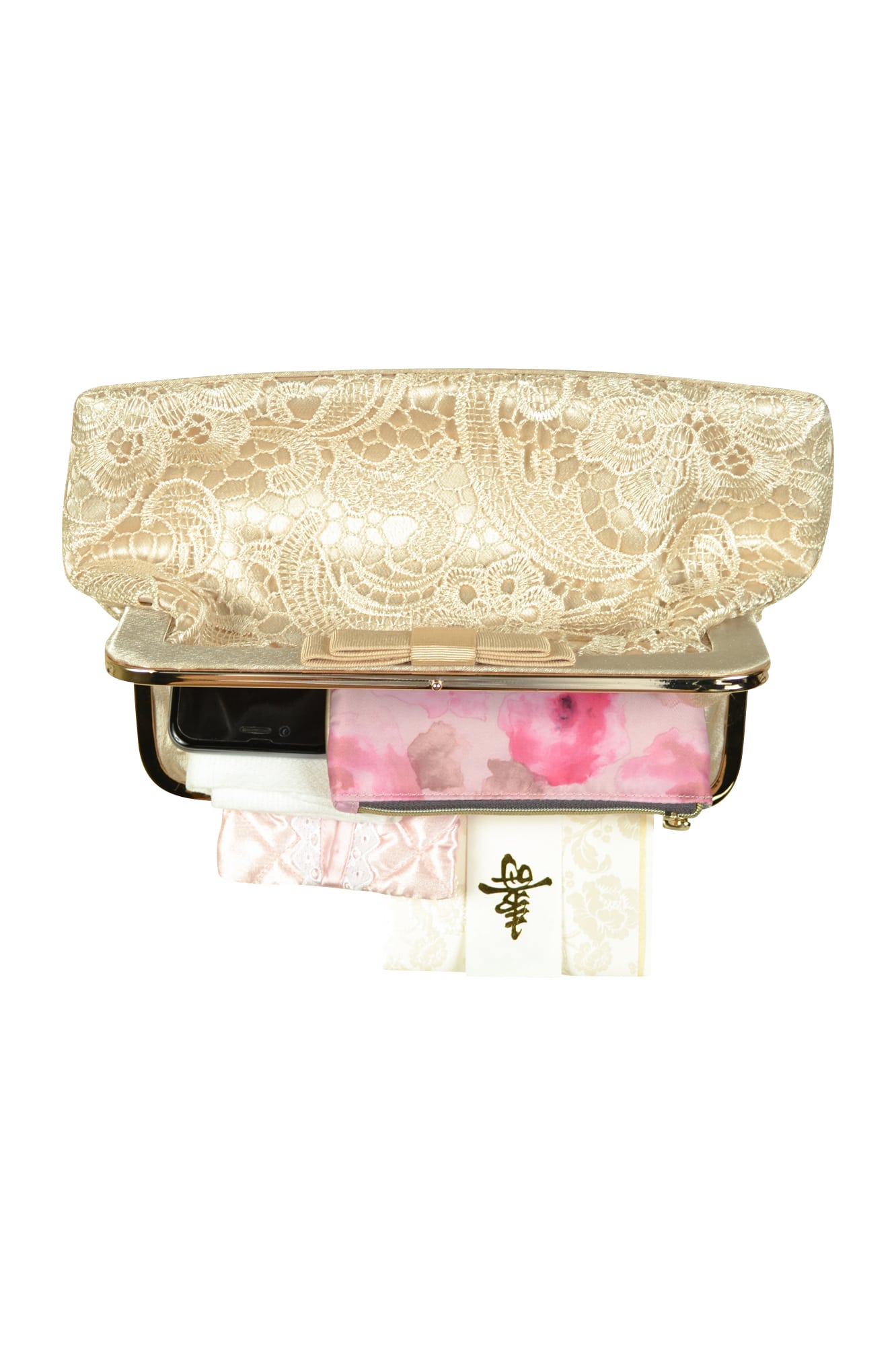 シャンパンレースがま口バッグ