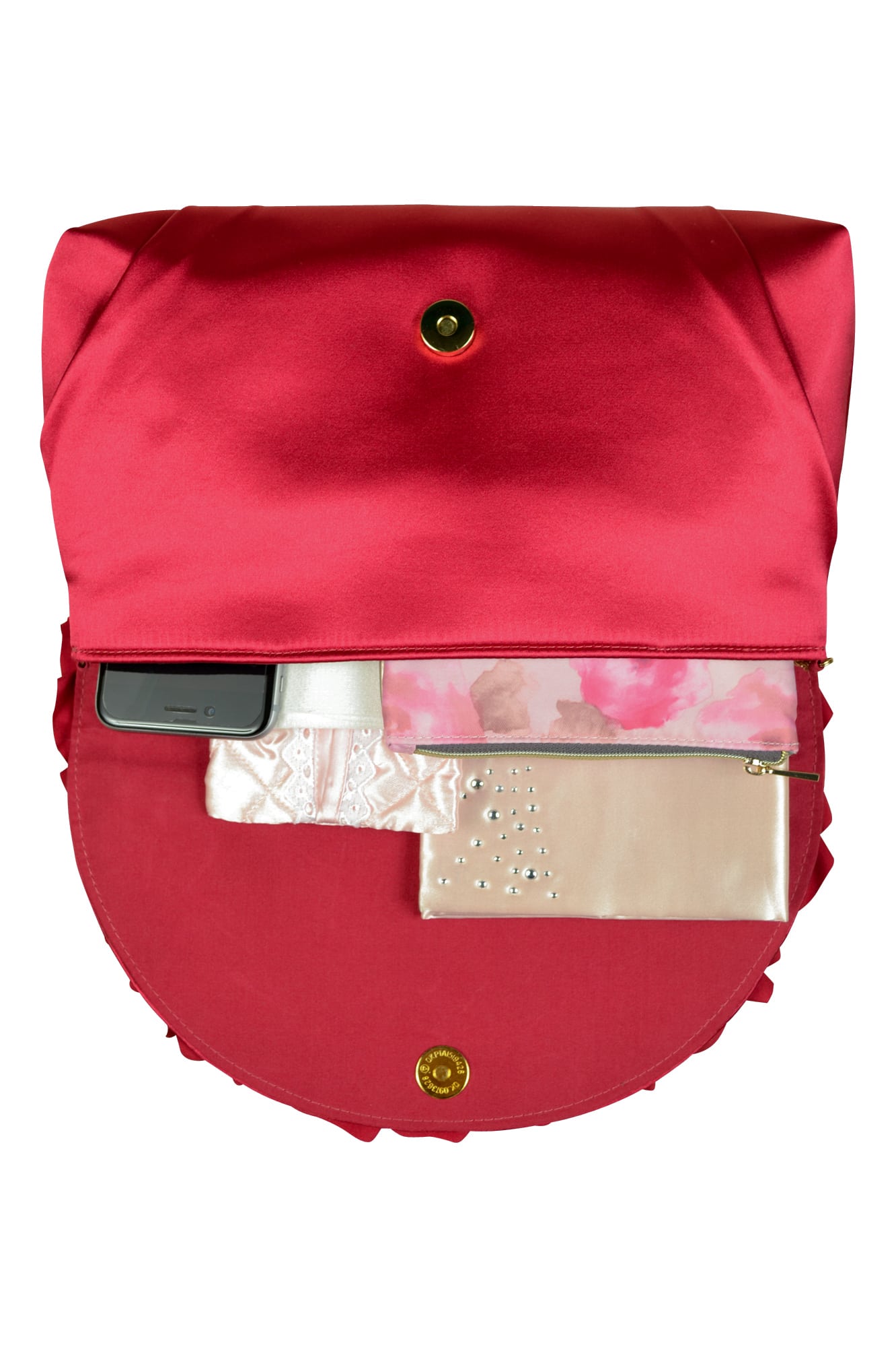 ローズフリルレッドクラッチ