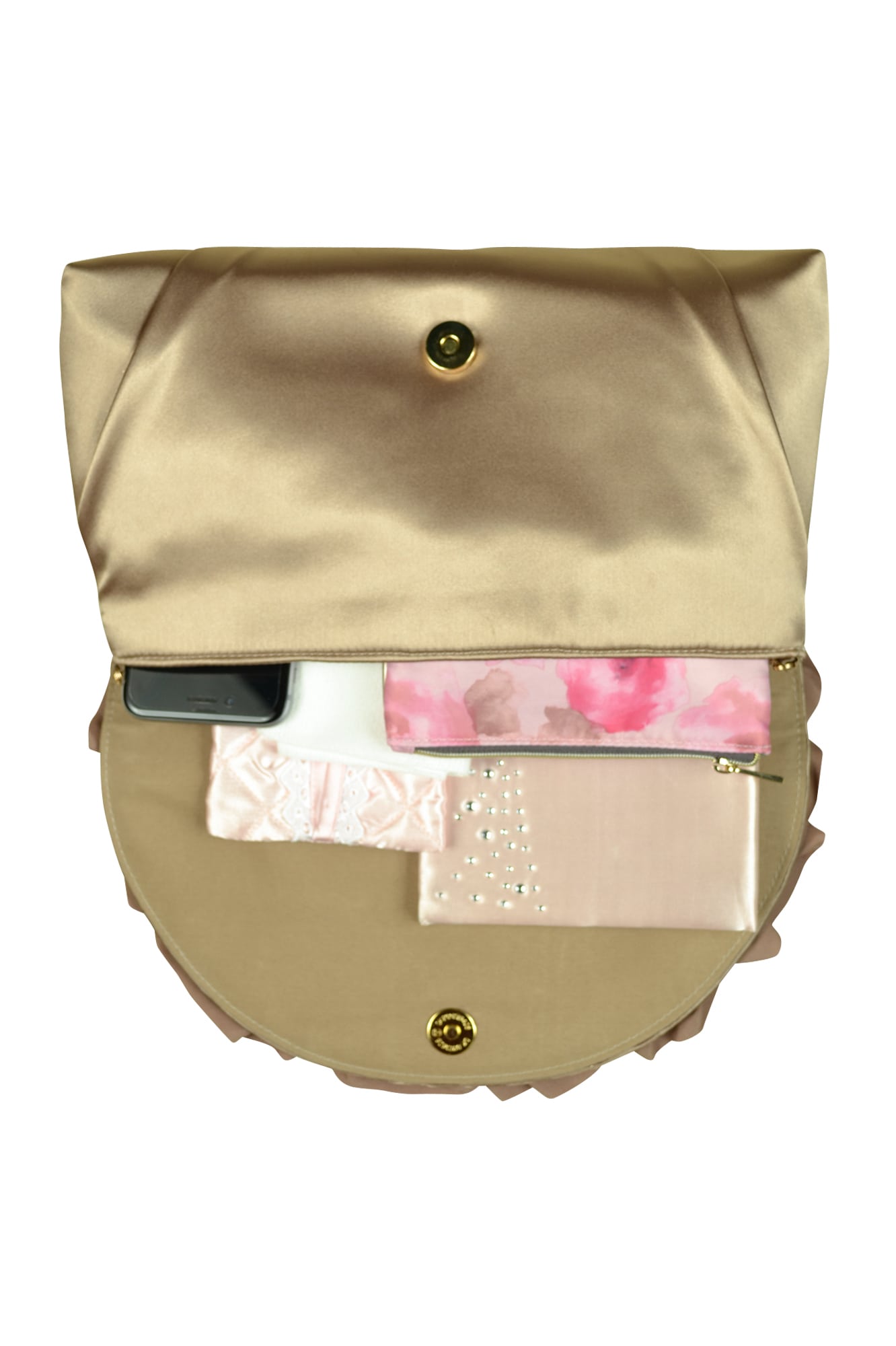 ローズフリルモカクラッチ