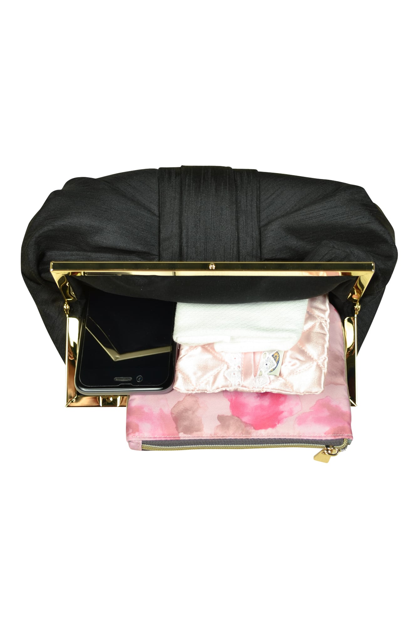 シャンタンブラックシンプルバッグ