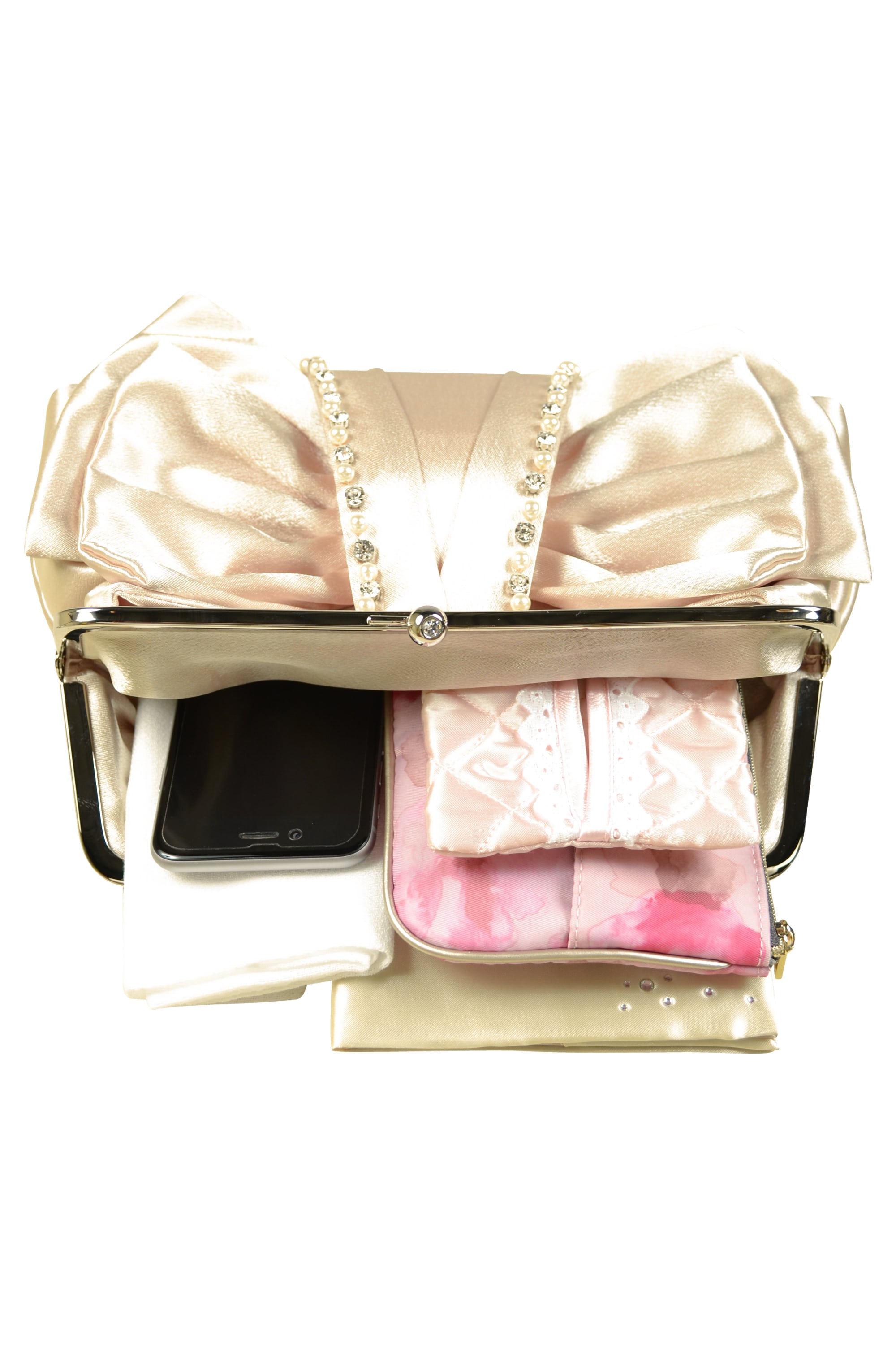 リボン風デザインベージュバッグ