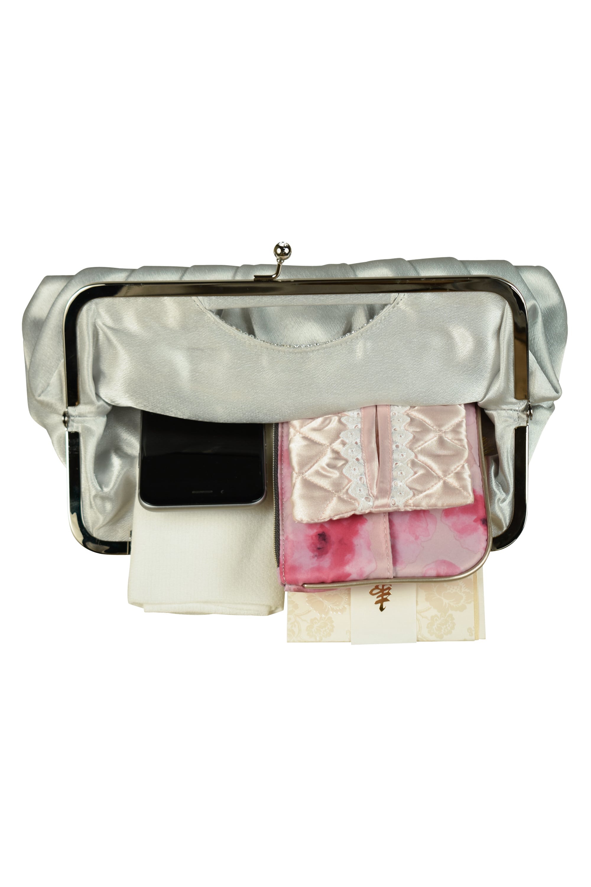 豪華パールビジュシルバーバッグ