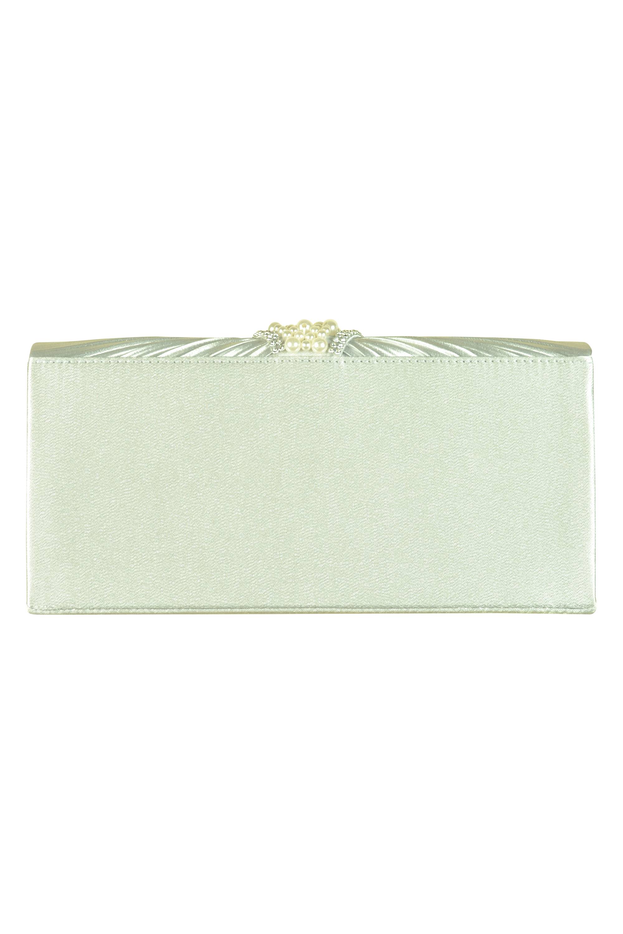 上品パールビジュシルバーバッグ