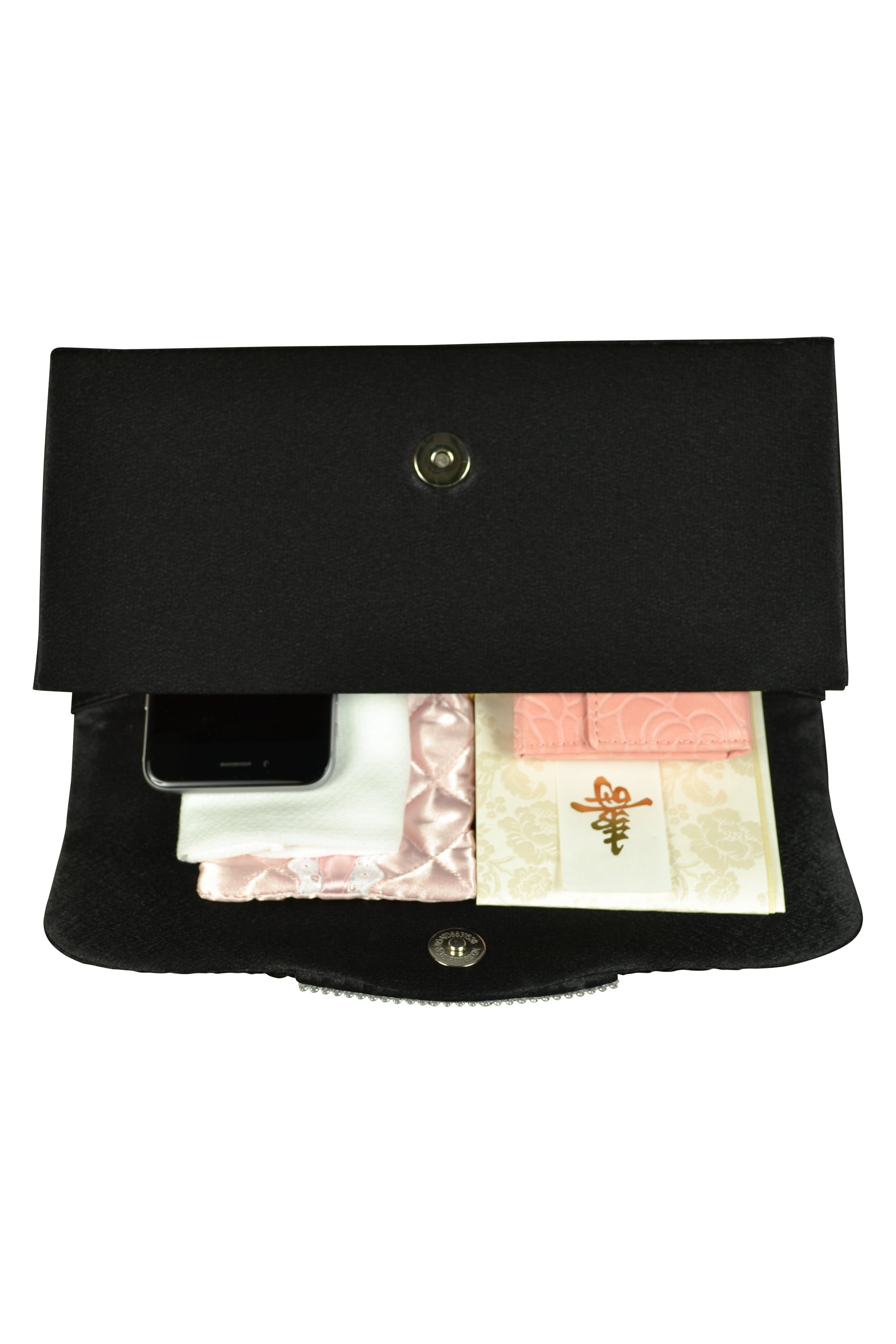 上品パールビジュブラックバッグ