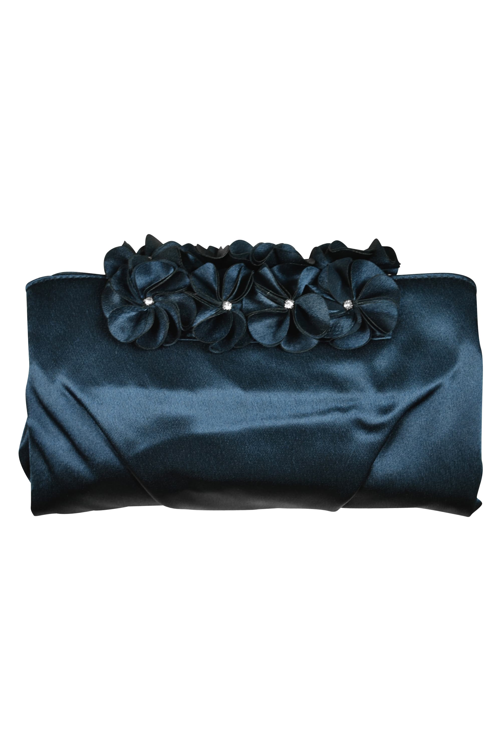 センターフラワーネイビーバッグ