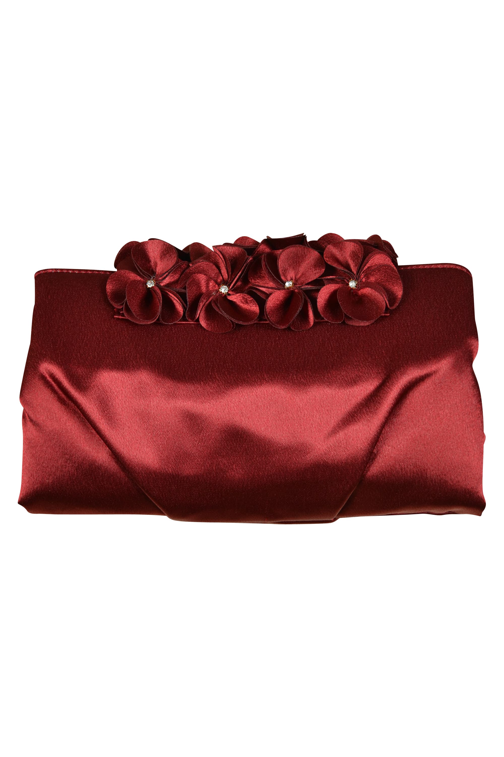 センターフラワーボルドーバッグ