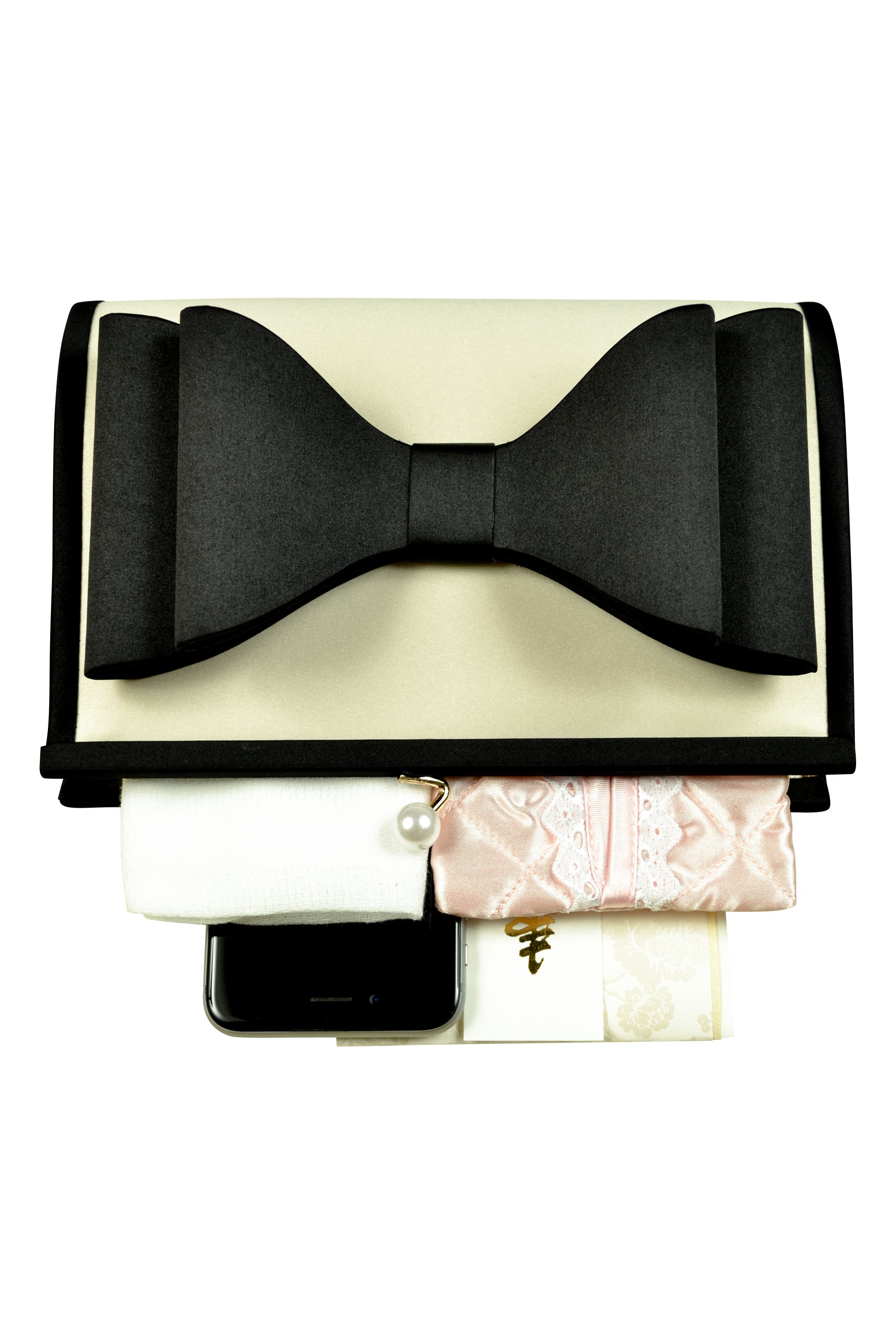 ビッグリボンホワイトスクエアバッグ