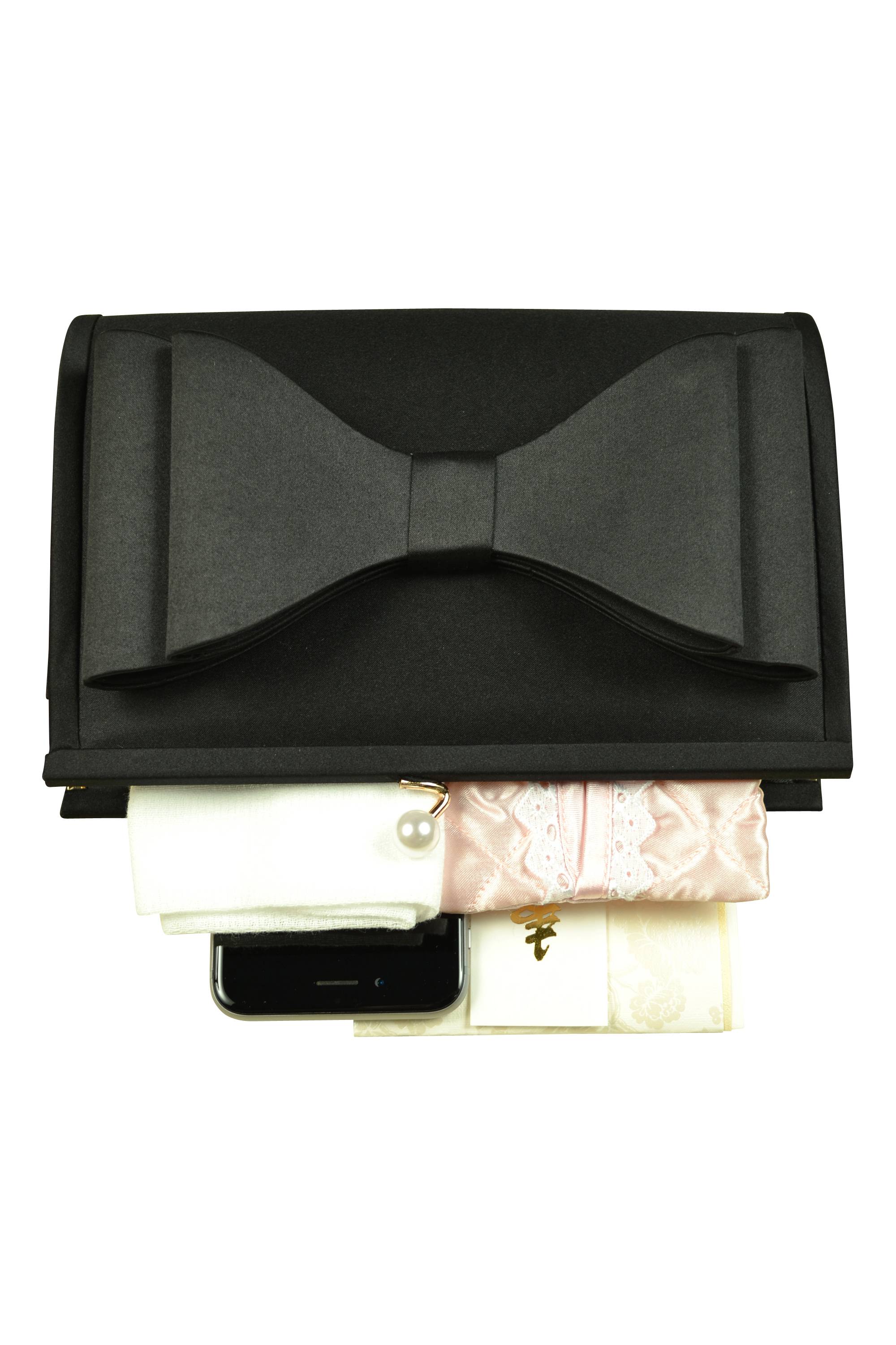 ビッグリボンブラックスクエアバッグ