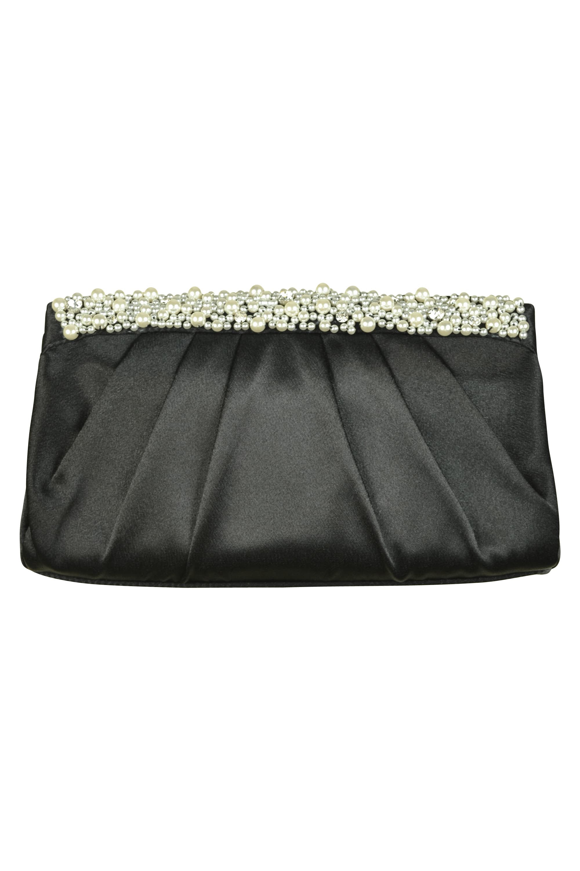 長方形タック入りブラックバッグ