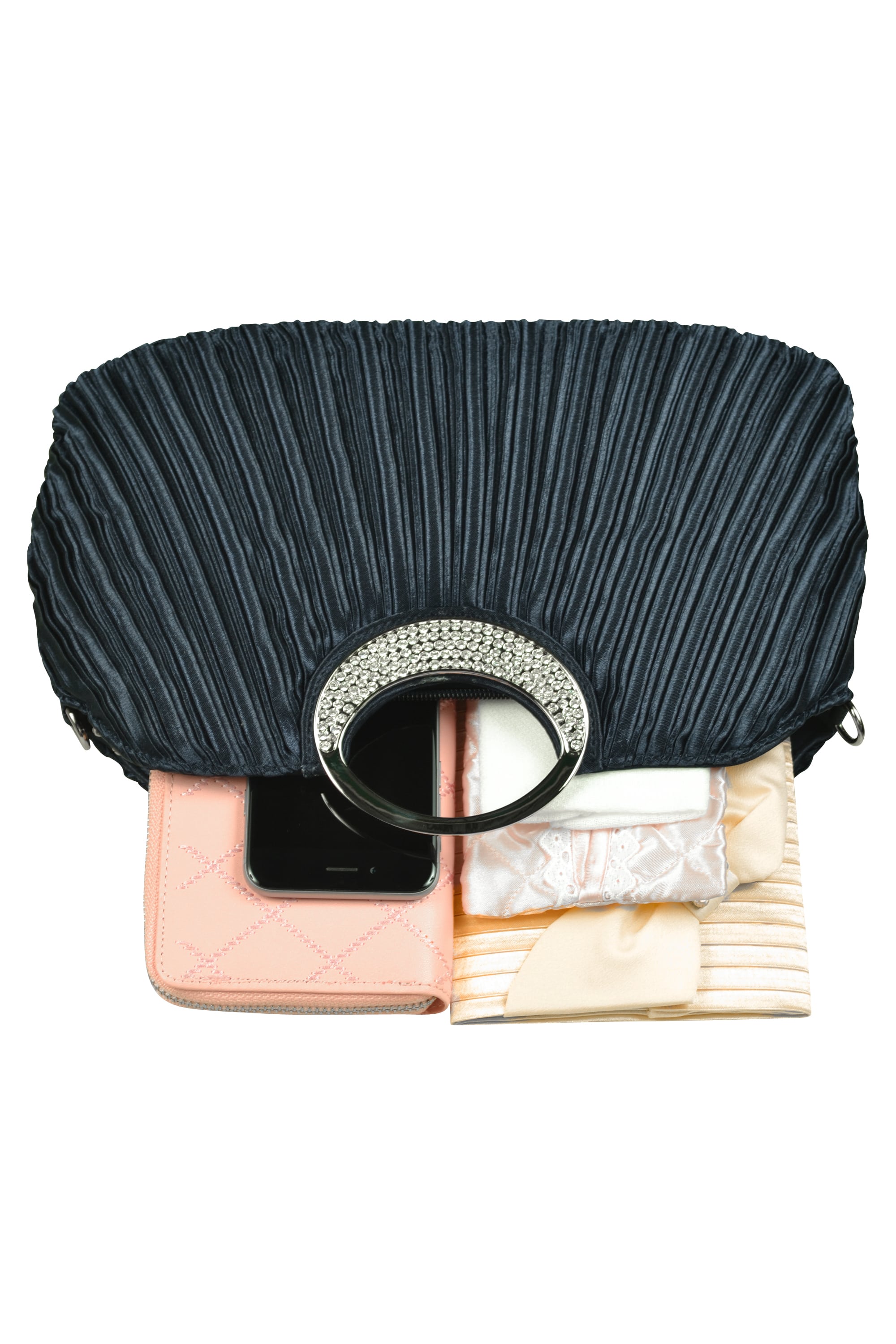 持ち手付きネイビーバッグ