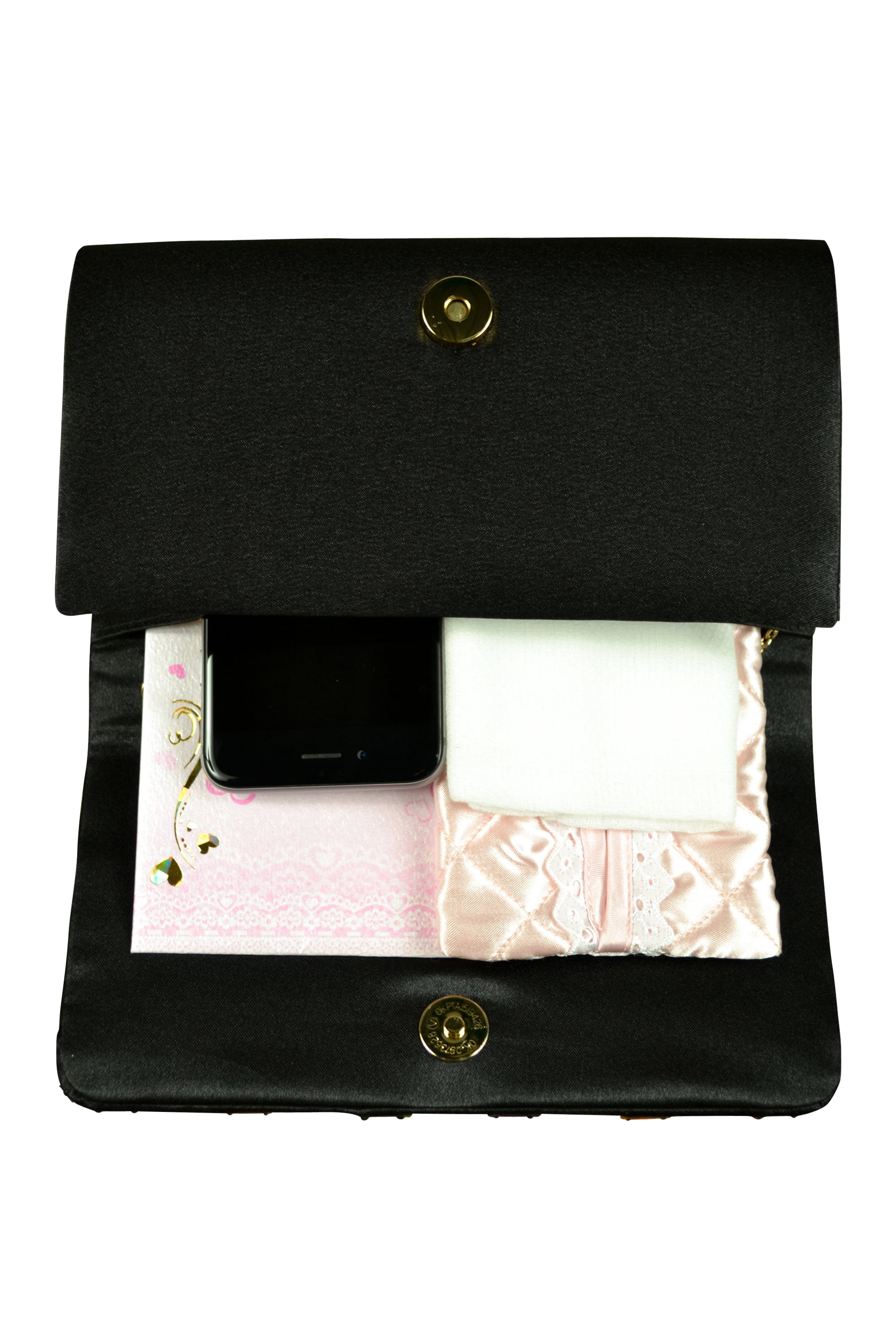 カラフルビジュスクエアブラックバッグ