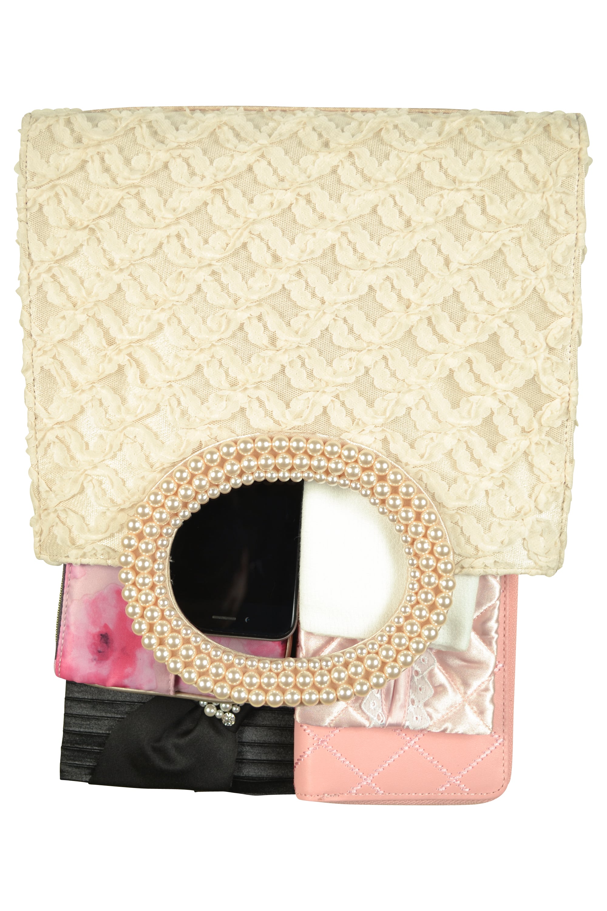 持ち手パールアイボリーバッグ